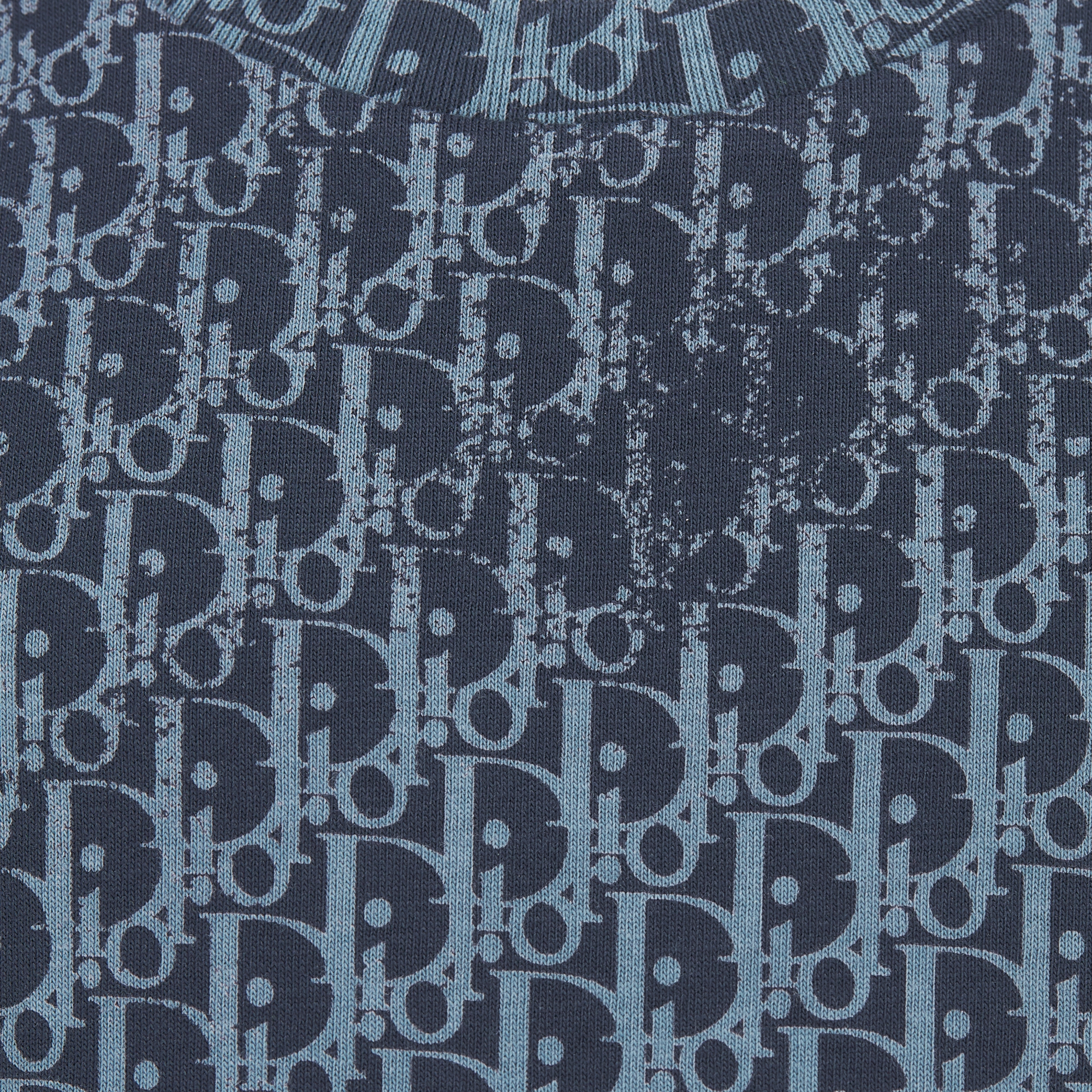 儿童 T 恤 海军蓝色棉质平纹针织面料蓝色 Oblique 印花 E09