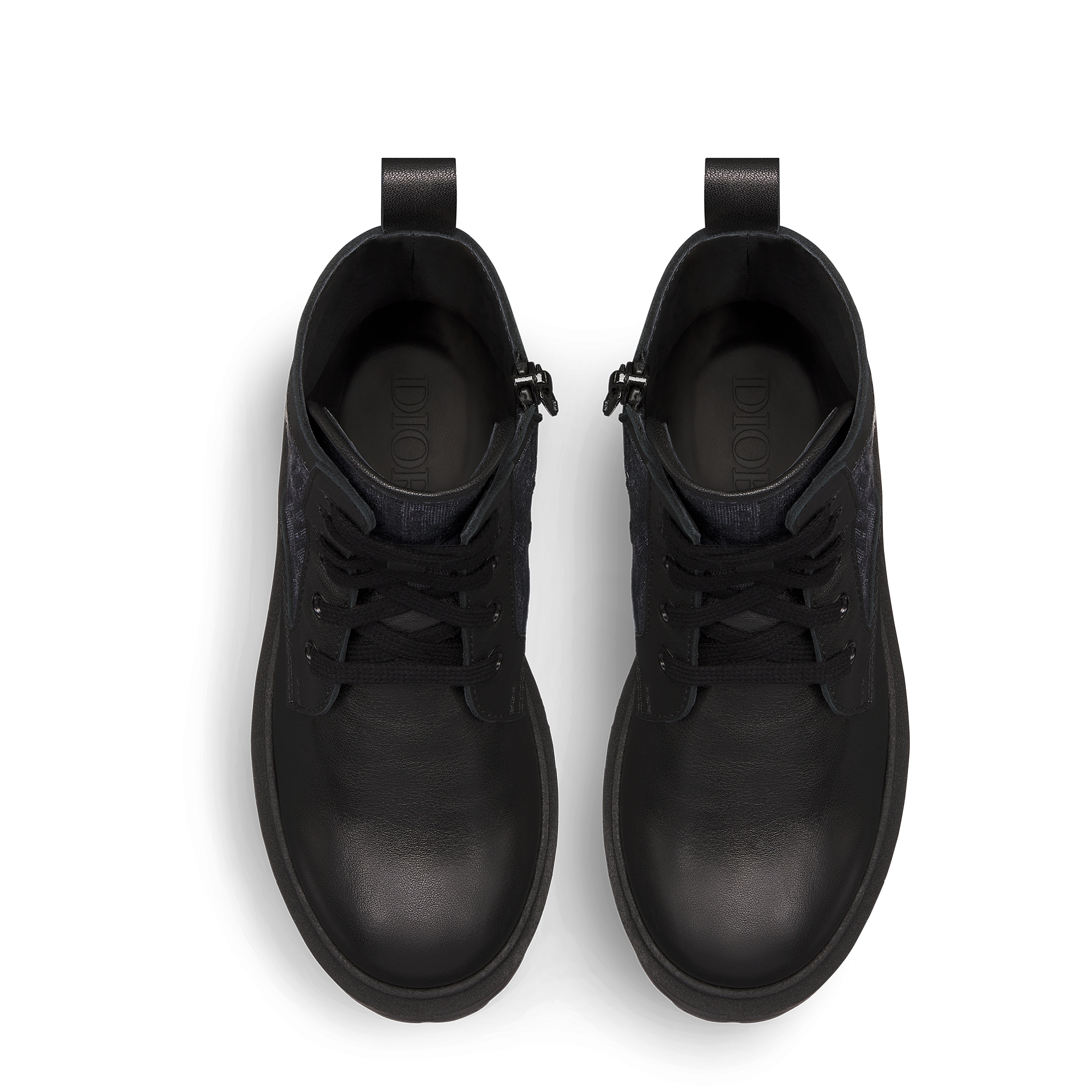 儿童及踝靴 黑色光滑牛皮革 Oblique 印花 E06