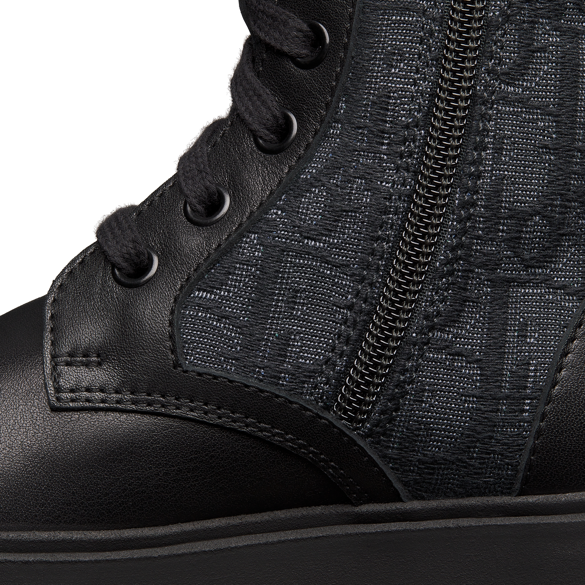 儿童及踝靴 黑色光滑牛皮革 Oblique 印花 E09