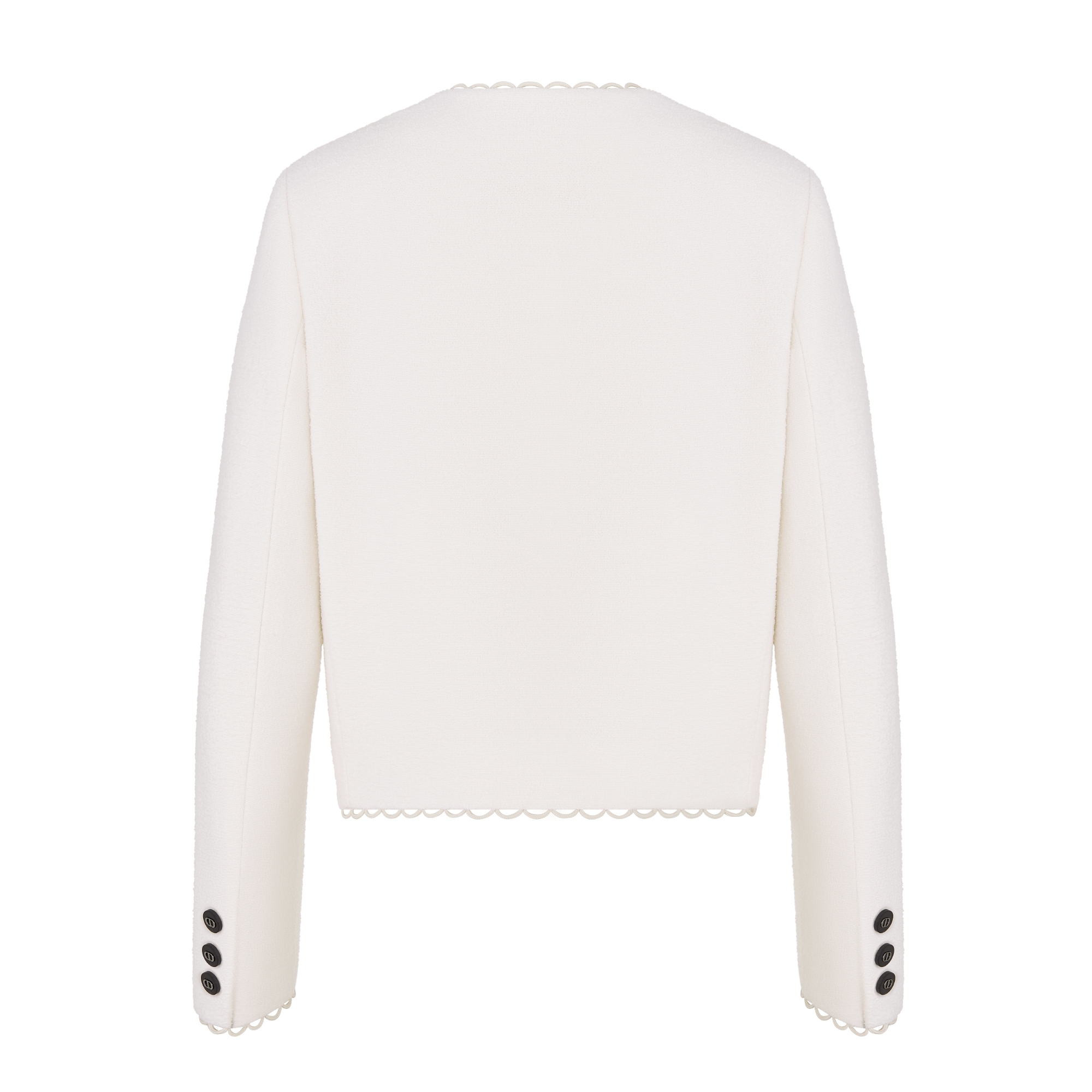 短款外套 米白色双面绵羊毛混纺面料毛圈花式线 E08