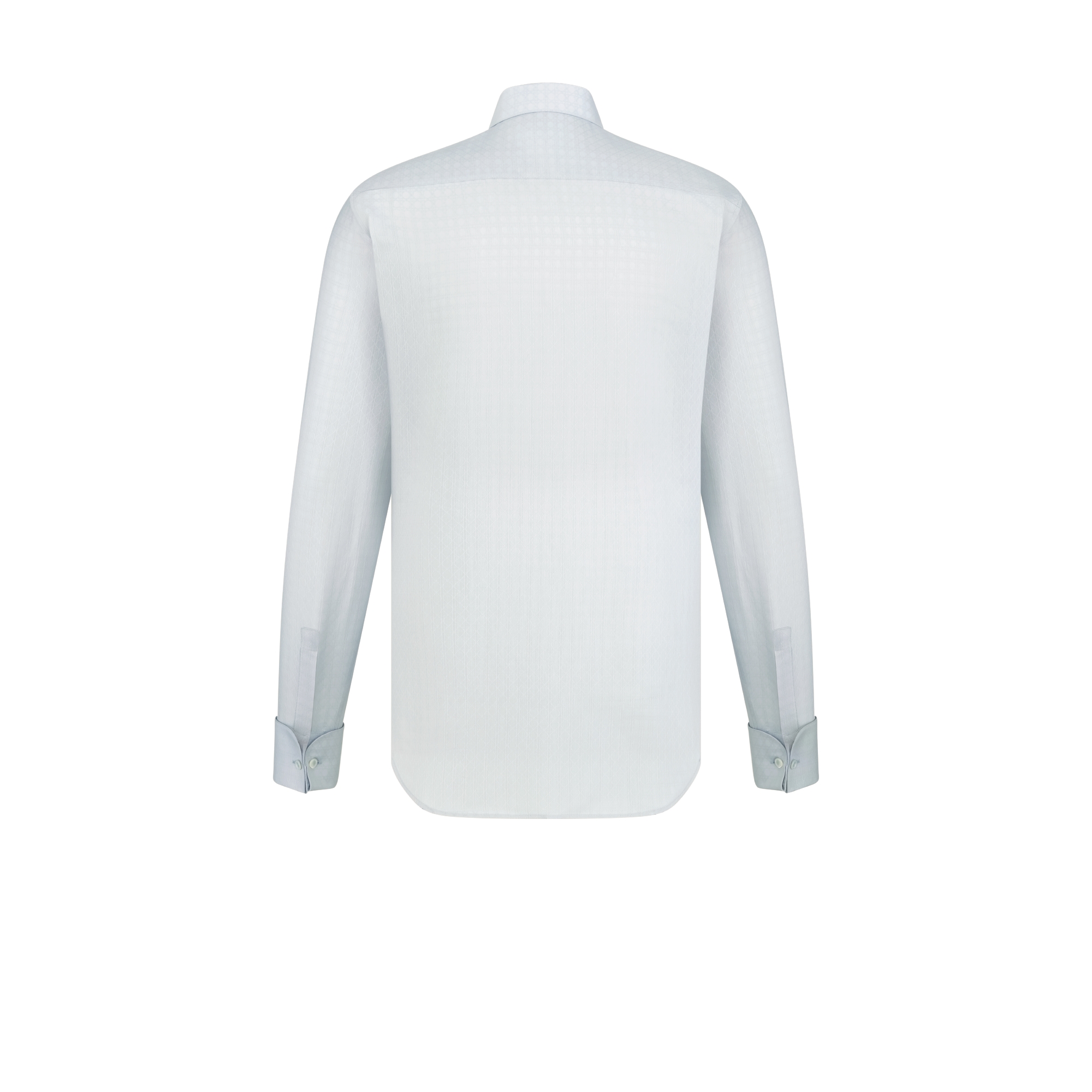 法式袖口衬衫 灰色棉质和桑蚕丝混纺提花面料藤格纹 E08