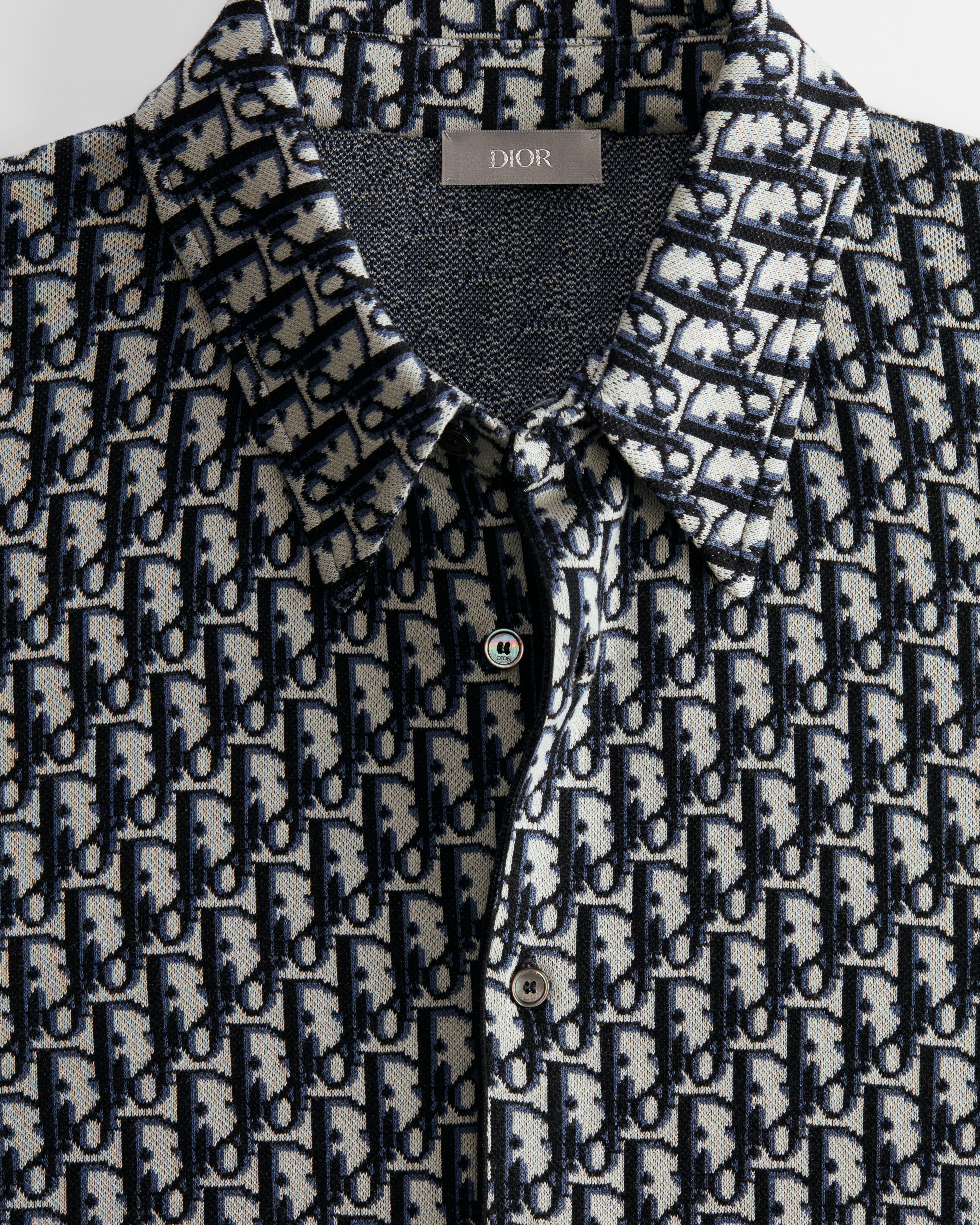 外套衬衫 海军蓝色棉质 Oblique 印花 E09