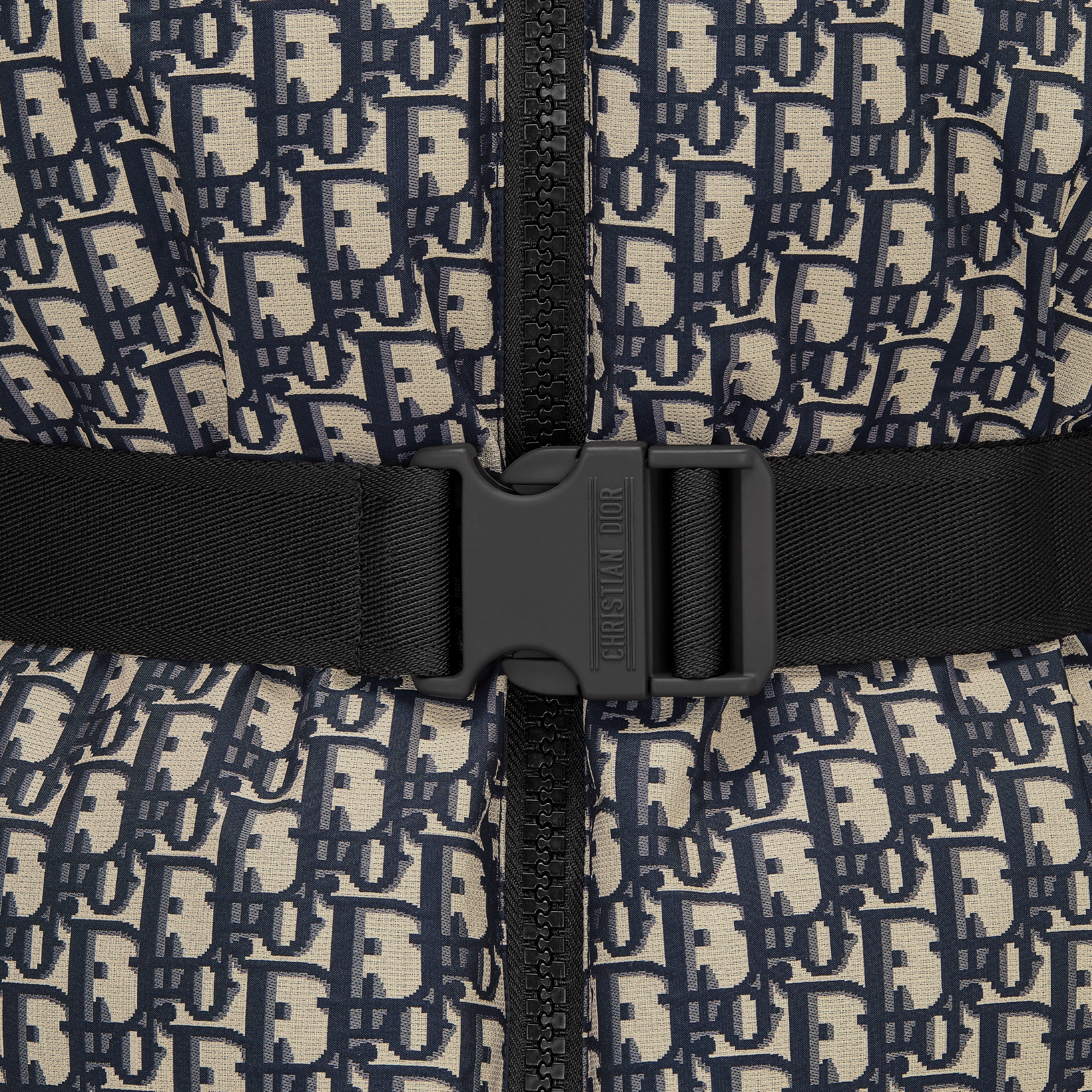 DiorAlps 夹克 蓝色绗缝塔夫绸科技面料 Oblique 印花搭配腰带 E09