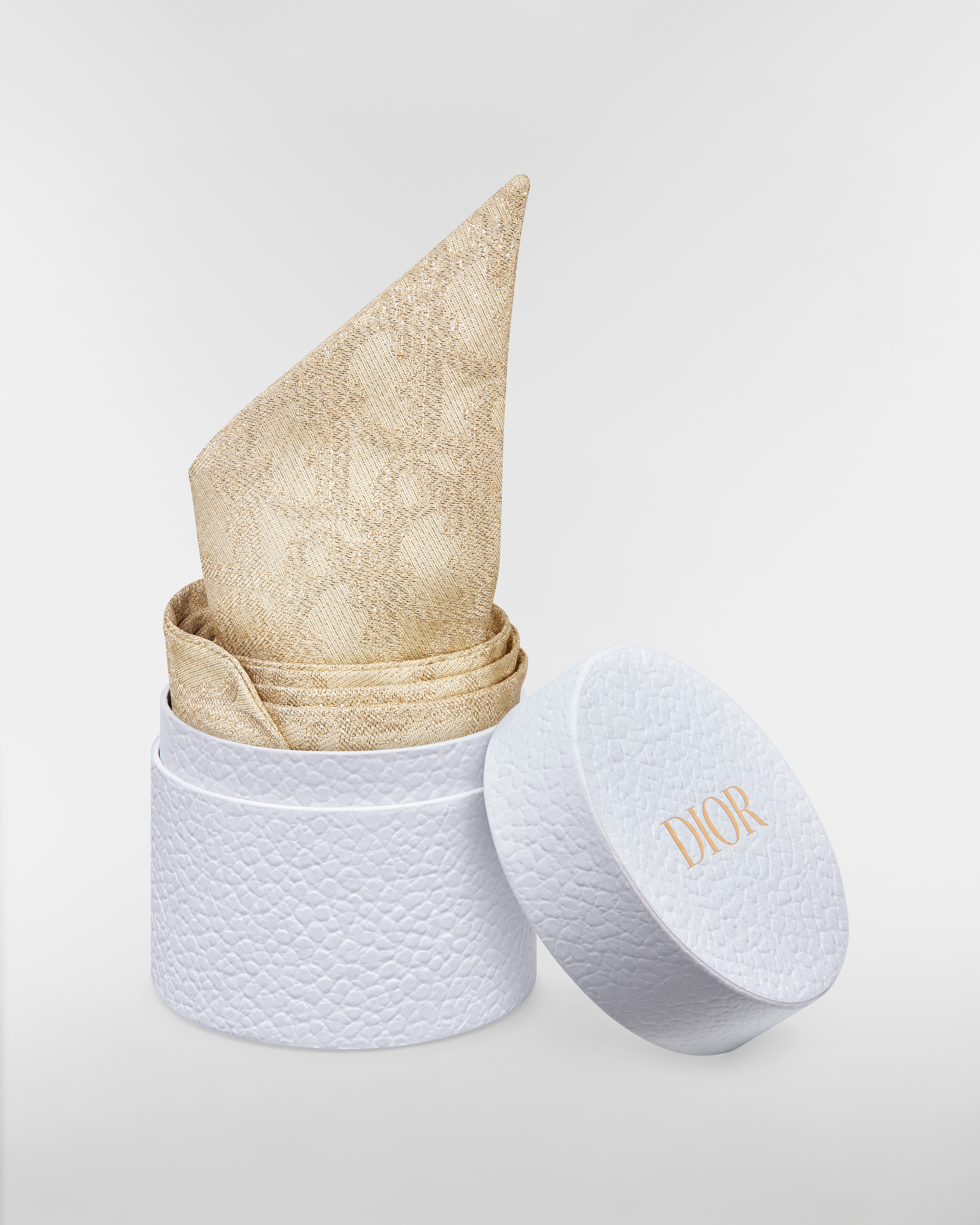 Mitzah 丝巾 金色调桑蚕丝混纺斜纹面料金属光泽线 Oblique 印花 E10