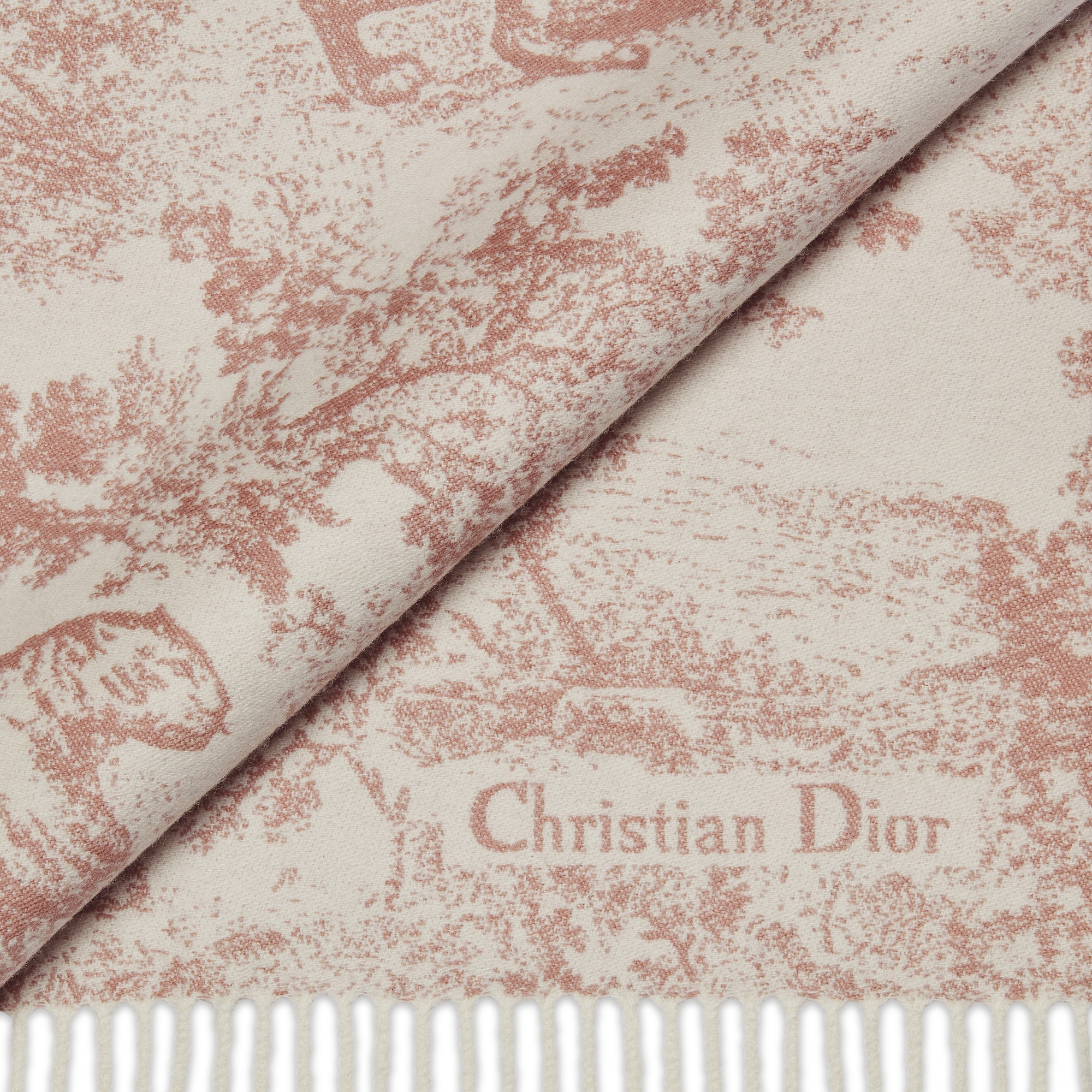 Dior 印花围巾 玫瑰粉色山羊绒和绵羊毛混纺面料 Sauvage 茹伊印花 E09