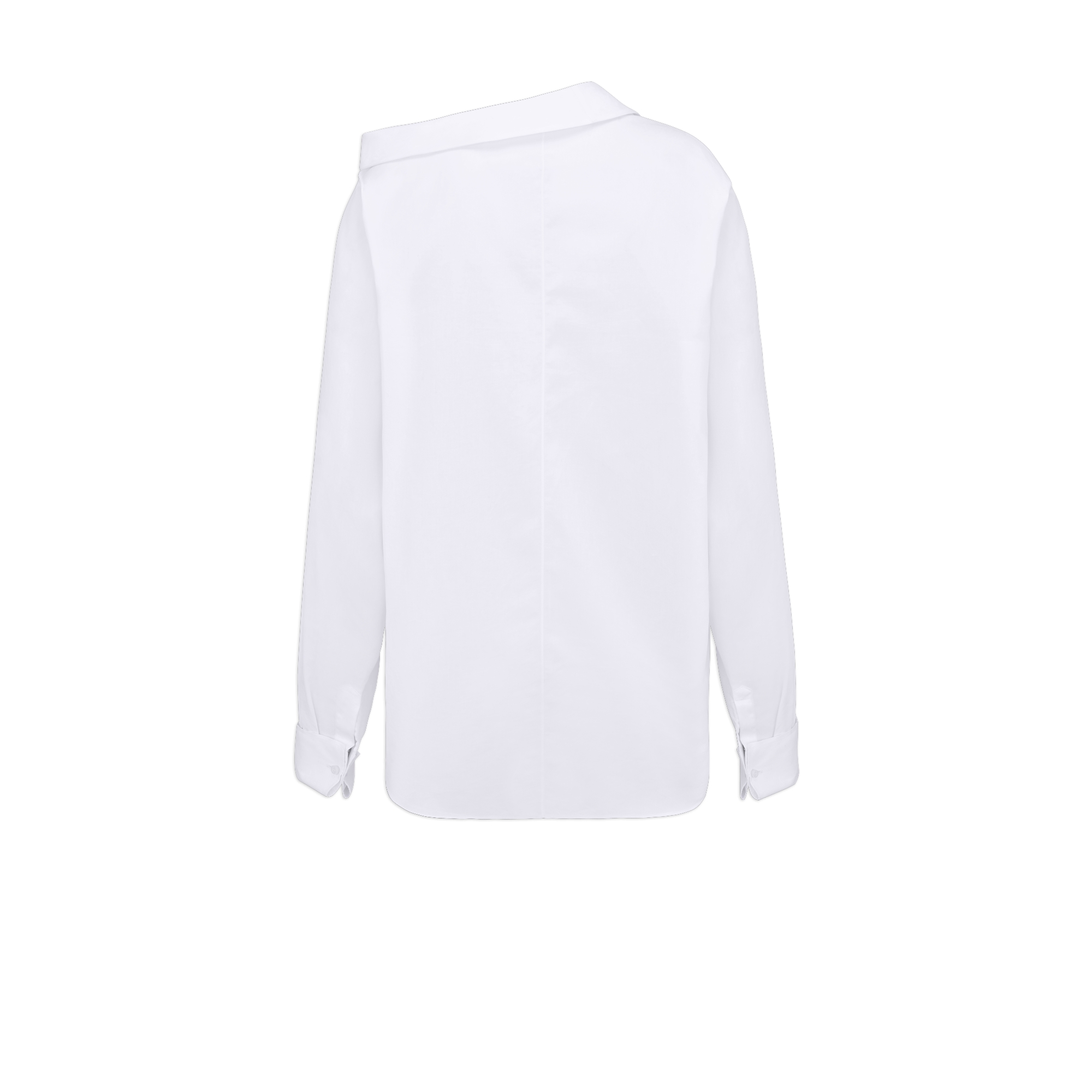 不对称衬衫 白色棉府绸 E08