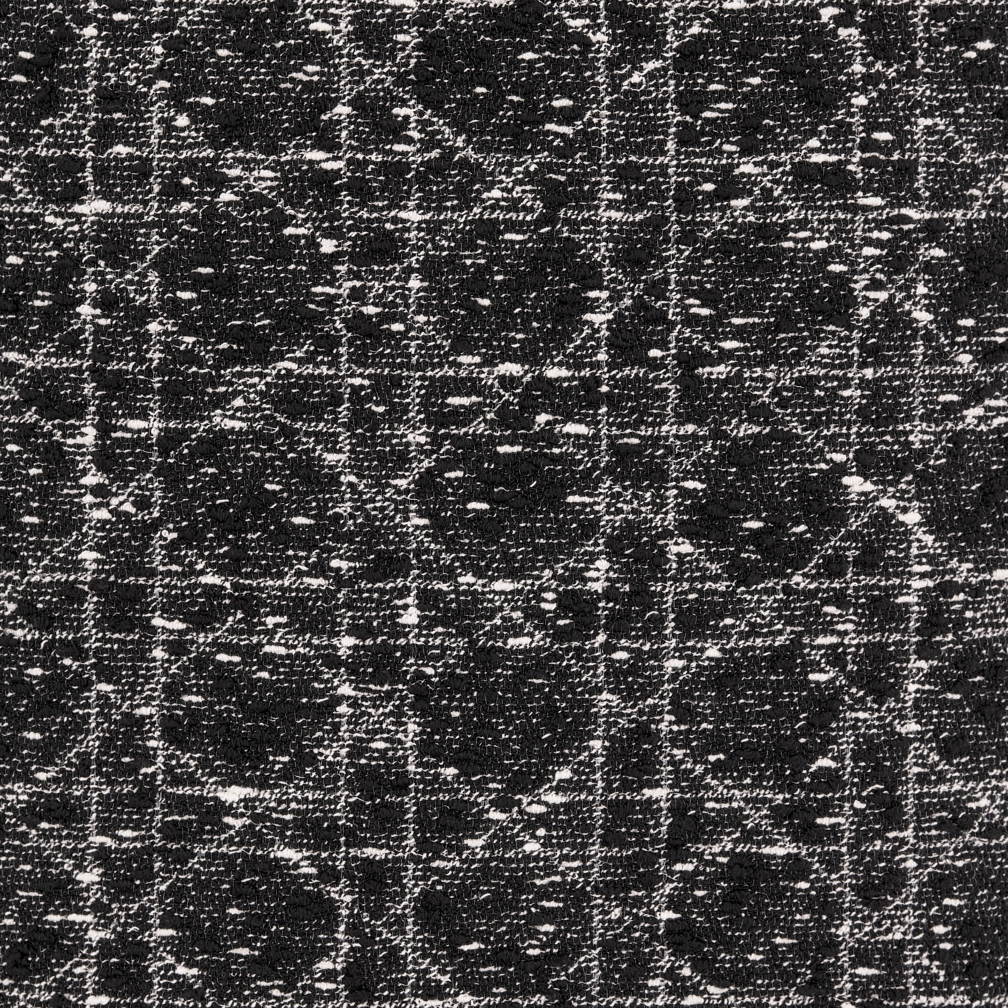 短款喇叭形连衣裙 黑色和白色棉质混纺粗花呢超大藤格纹 E09