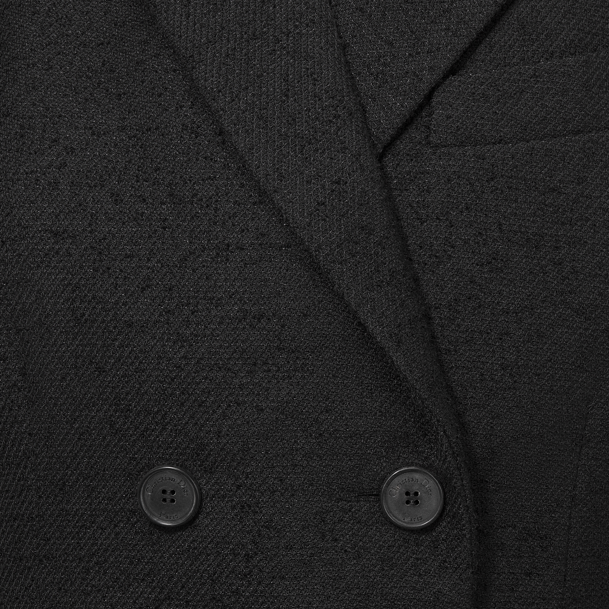 中长款西装连衣裙 黑色绵羊毛混纺毛圈花式线面料 E09