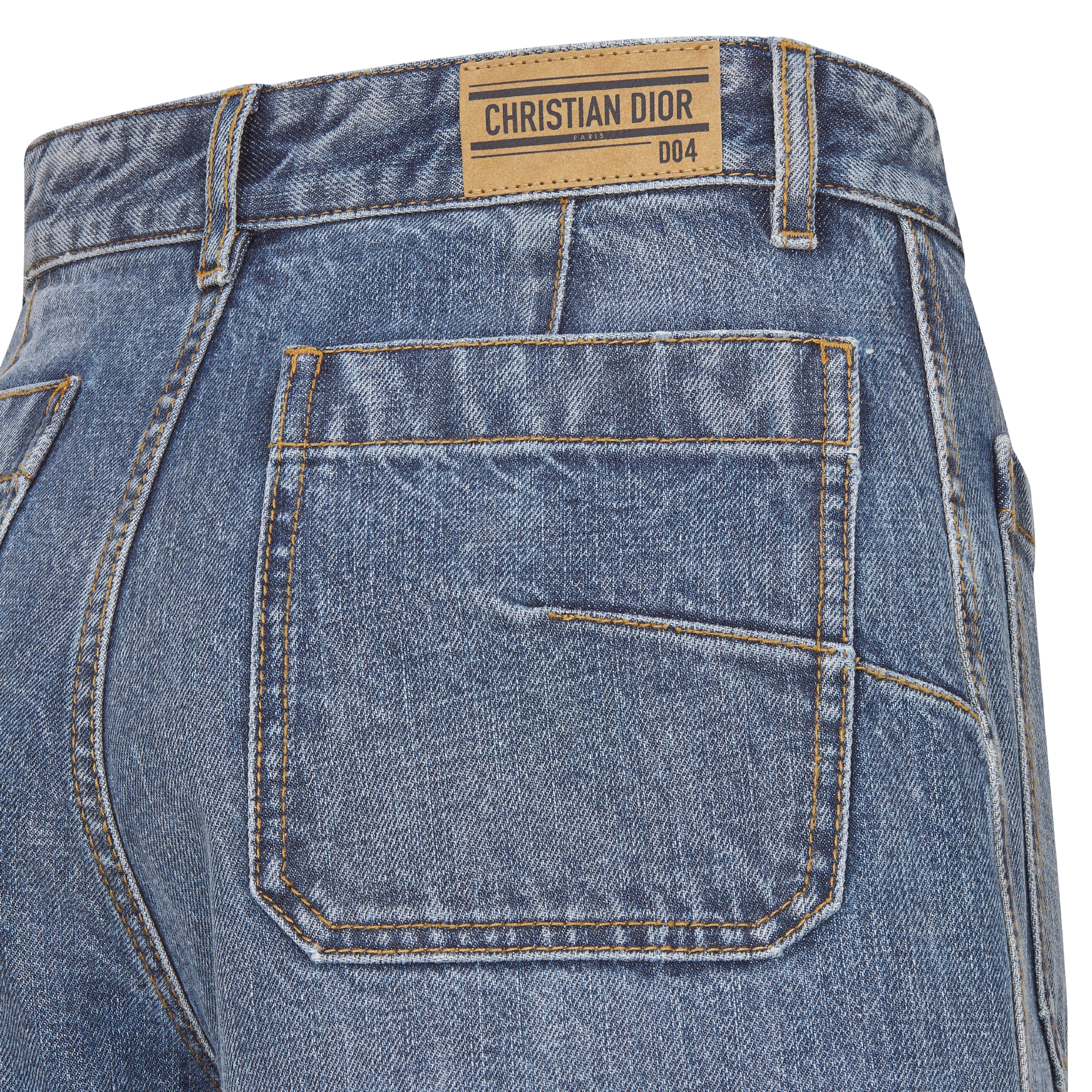 Dior 8 喇叭形牛仔裤，D04 蓝色石洗棉质牛仔布 E09