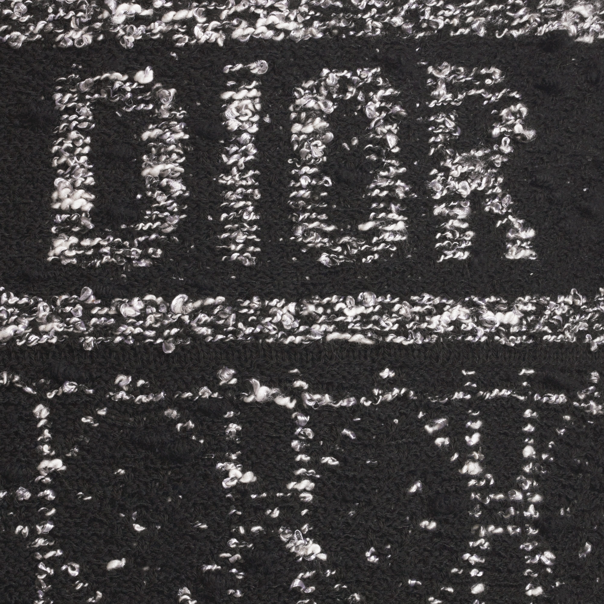 喇叭形迷你裙 黑色和白色棉质混纺针织科技面料超大藤格纹 E09