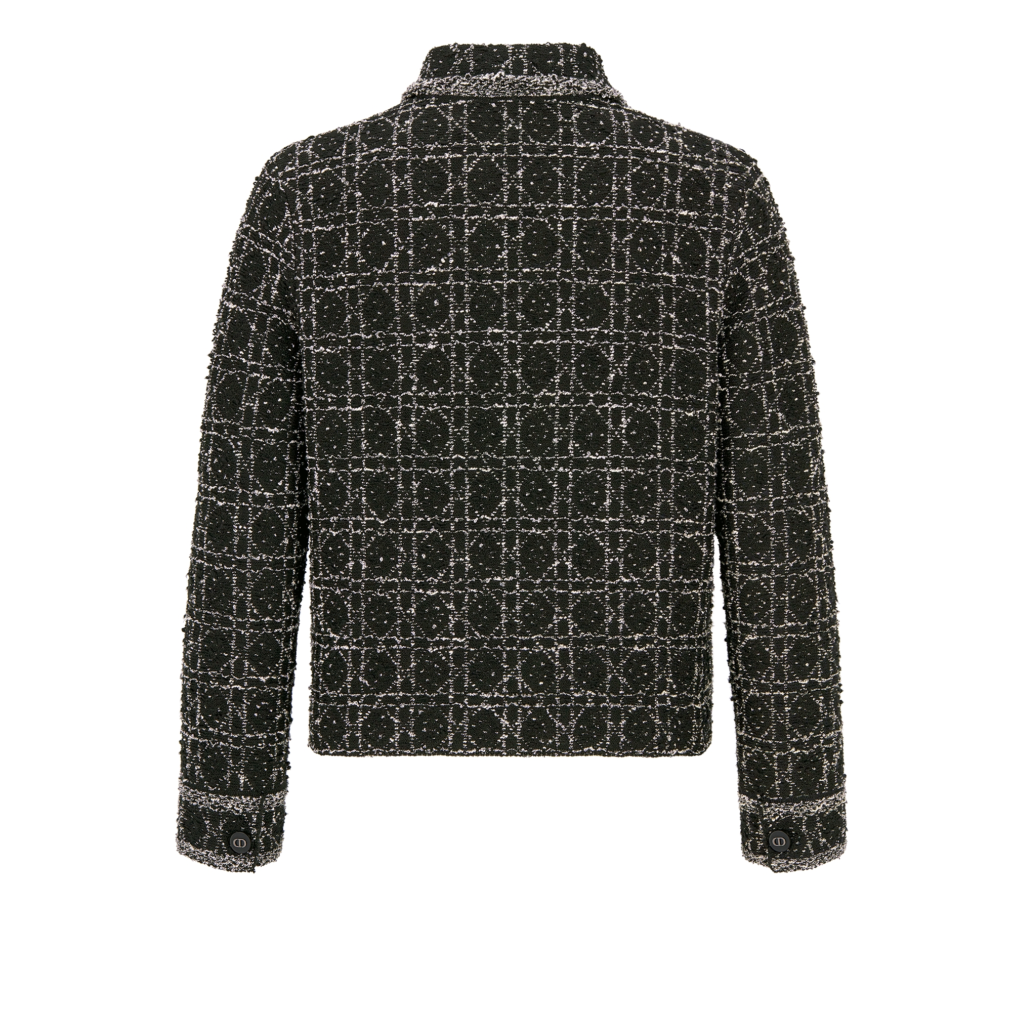 外套 黑色和白色棉质混纺粗花呢科技面料超大藤格纹 E08