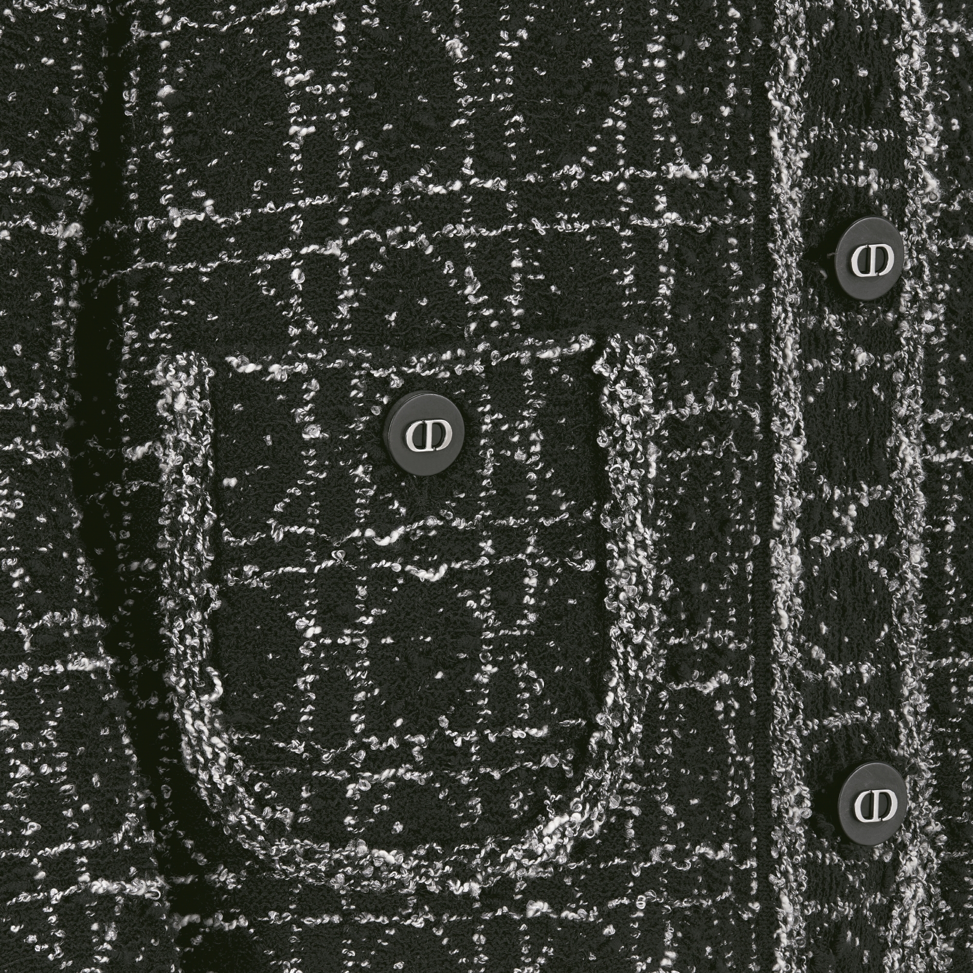 外套 黑色和白色棉质混纺粗花呢科技面料超大藤格纹 E09