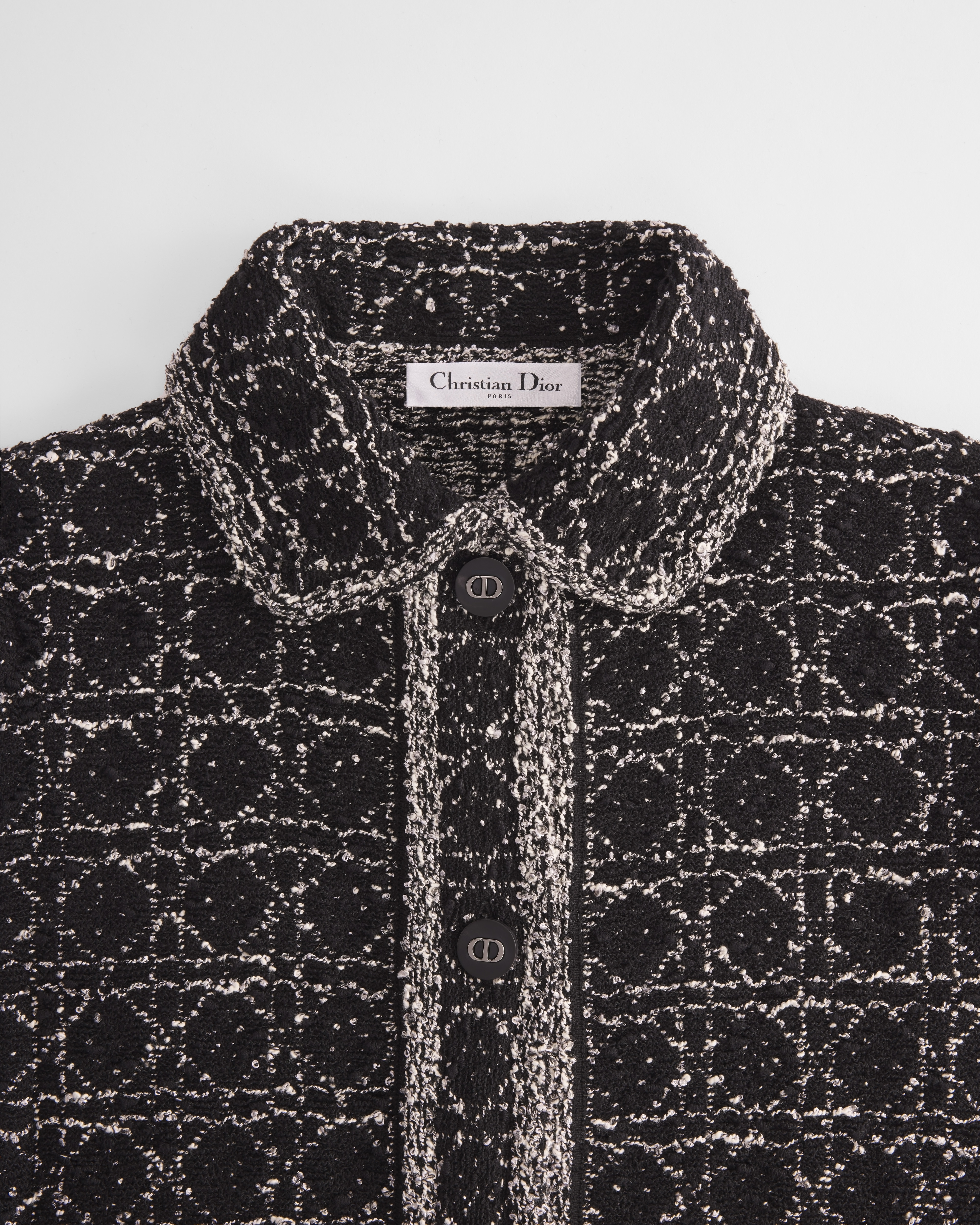 外套 黑色和白色棉质混纺粗花呢科技面料超大藤格纹 E09