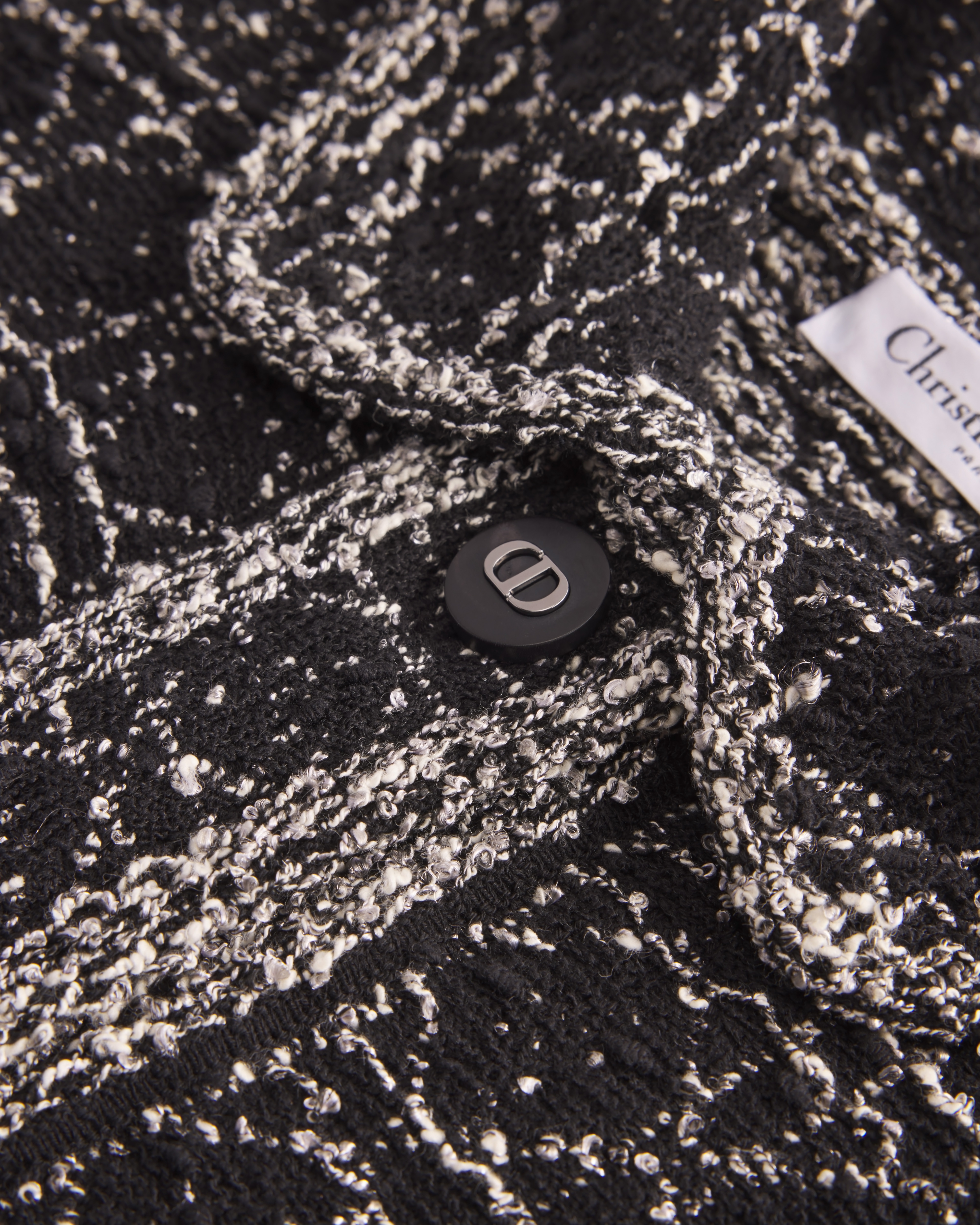 外套 黑色和白色棉质混纺粗花呢科技面料超大藤格纹 E11