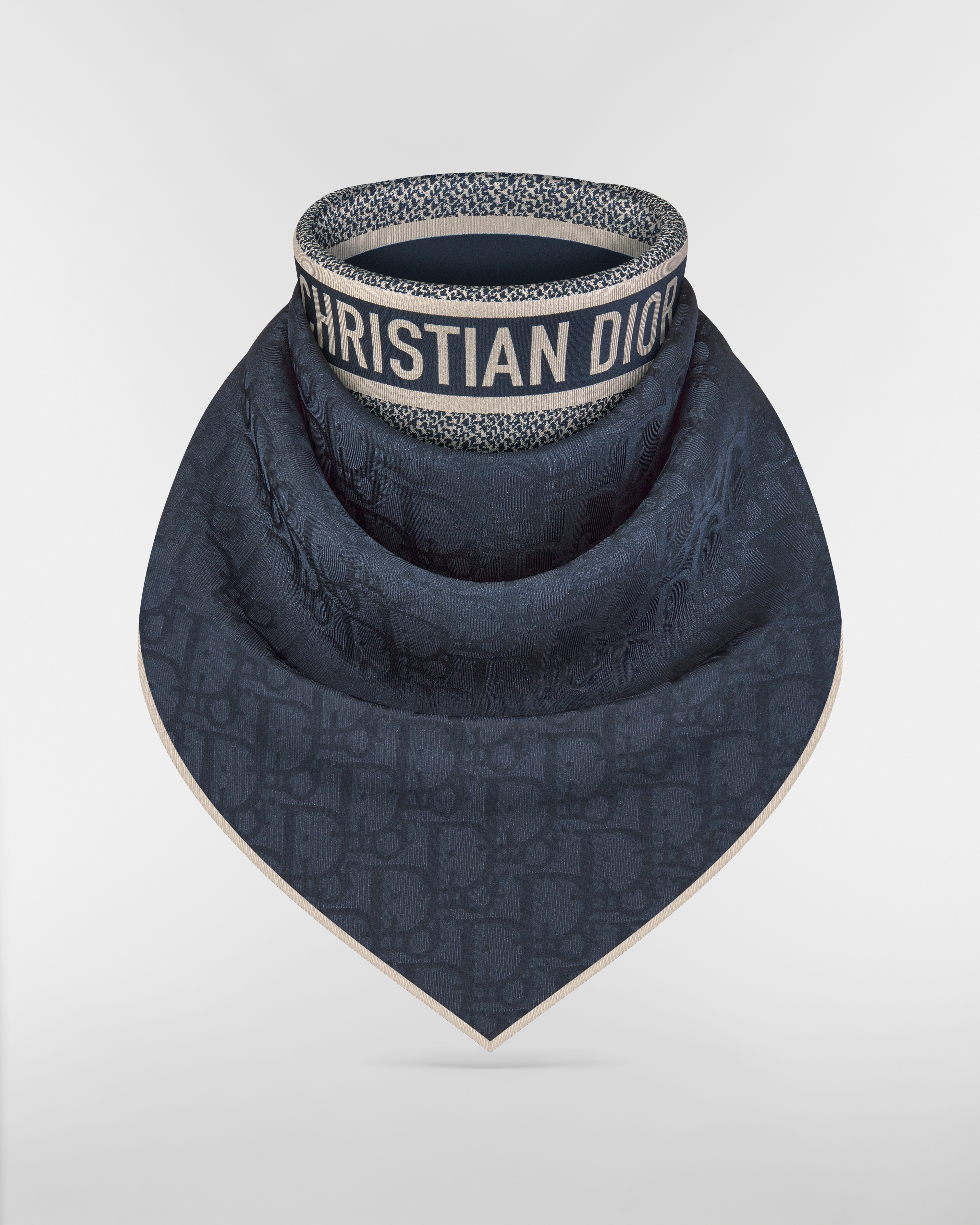 Dior 印花方巾 70 厘米海军蓝色桑蚕丝斜纹面料 Oblique 印花 E02