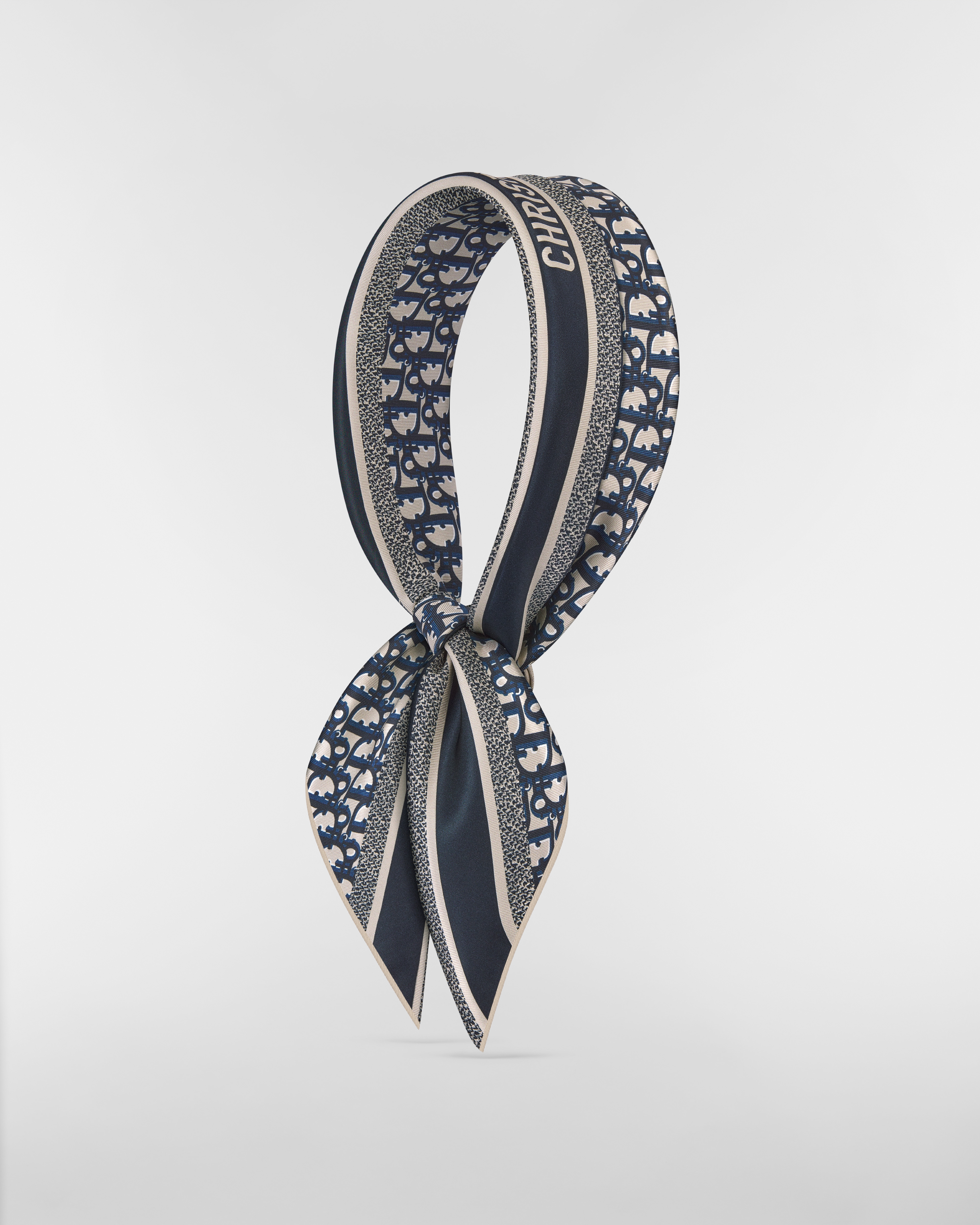 Dior 印花方巾 70 厘米海军蓝色桑蚕丝斜纹面料 Oblique 印花 E03