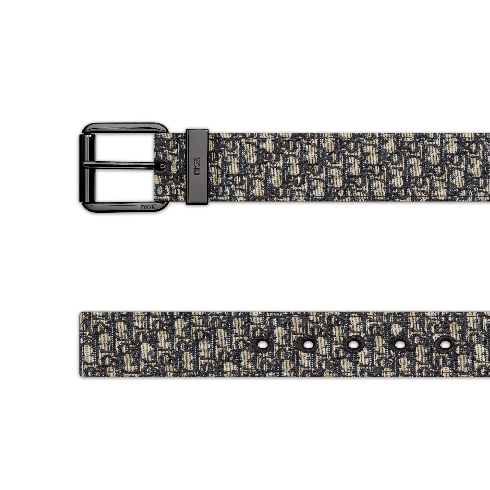 腰带 35 毫米米色和黑色超迷你 Oblique 印花面料 E06