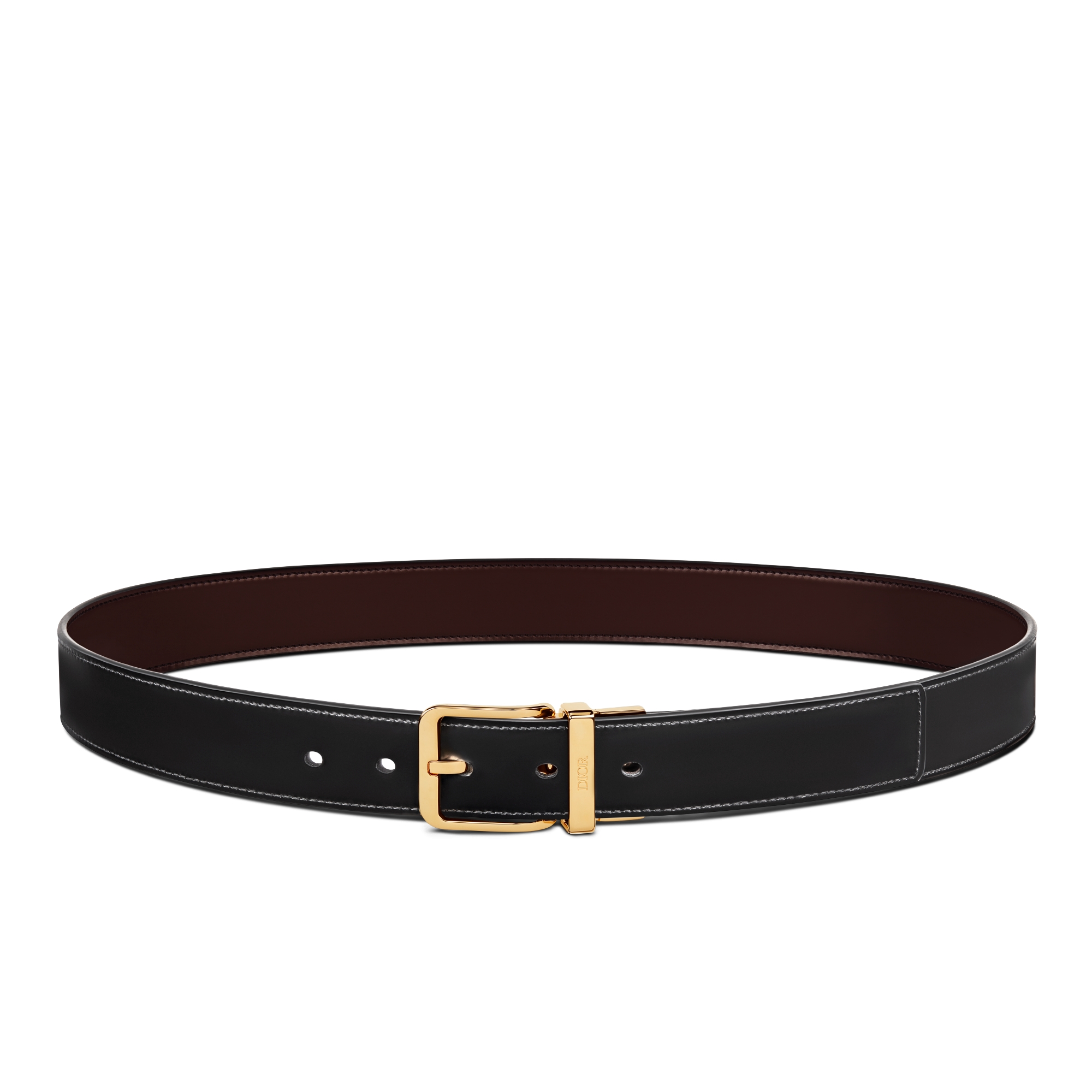 双面腰带 30 毫米黑色和棕色光滑牛皮革 E07