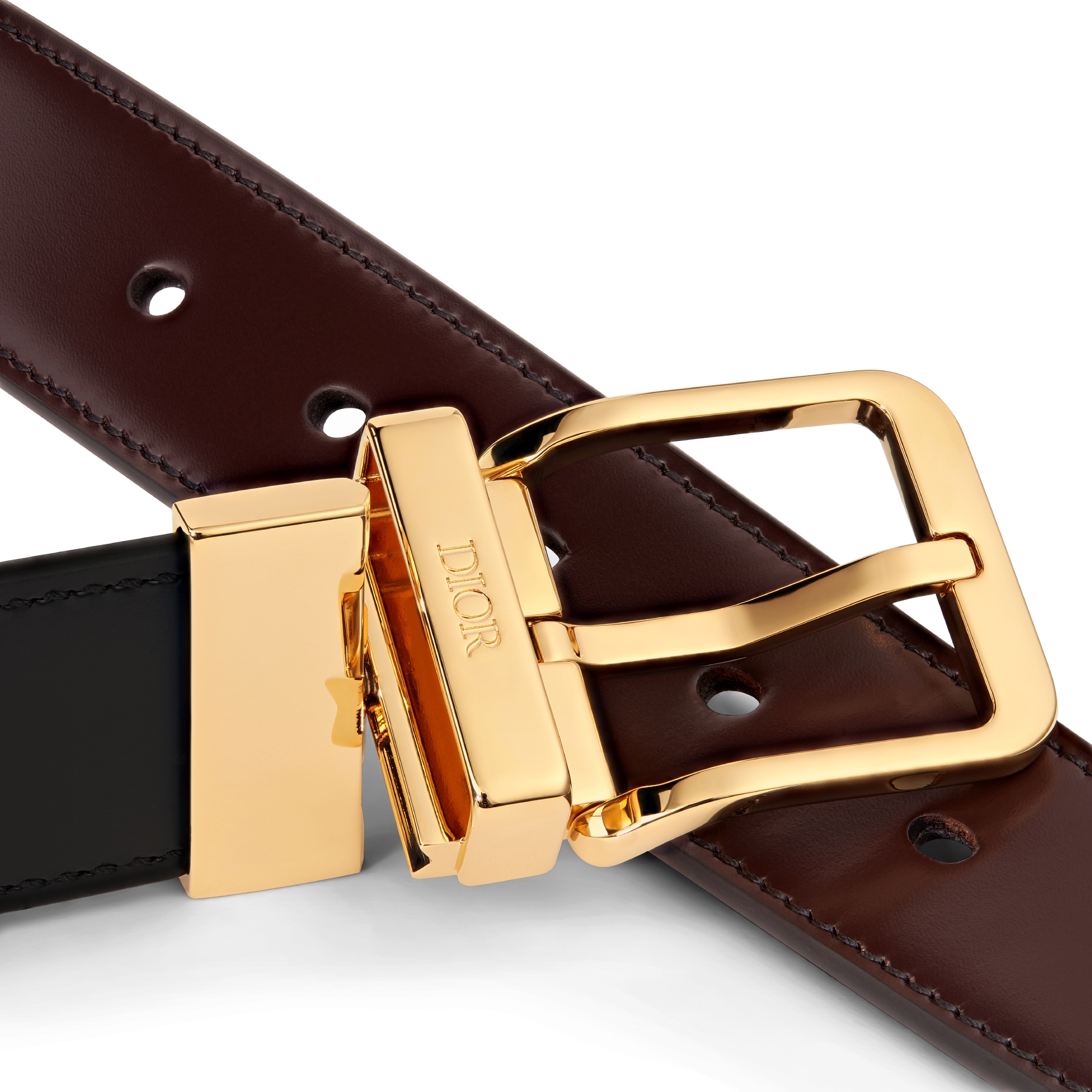 双面腰带 30 毫米黑色和棕色光滑牛皮革 E09