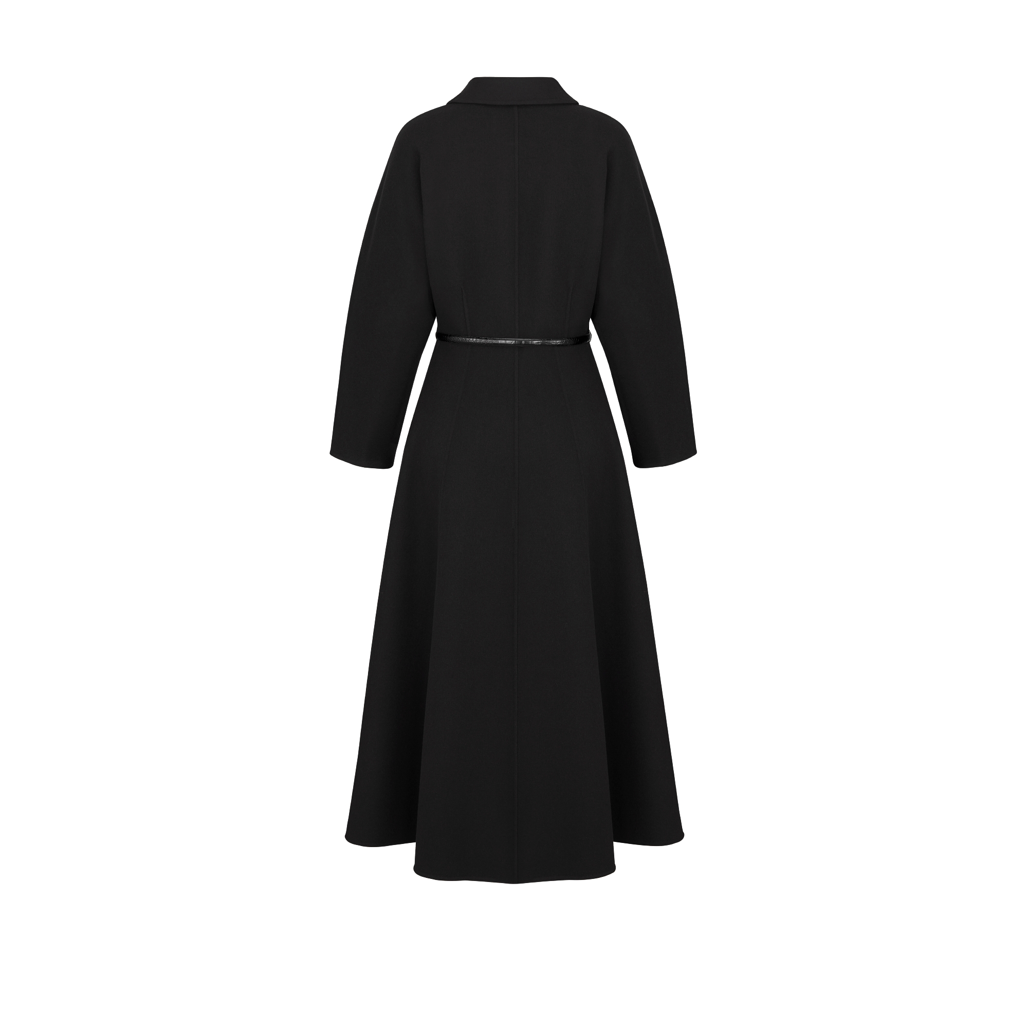 大衣（附腰带） 黑色双面绵羊毛和山羊绒混纺面料 E08