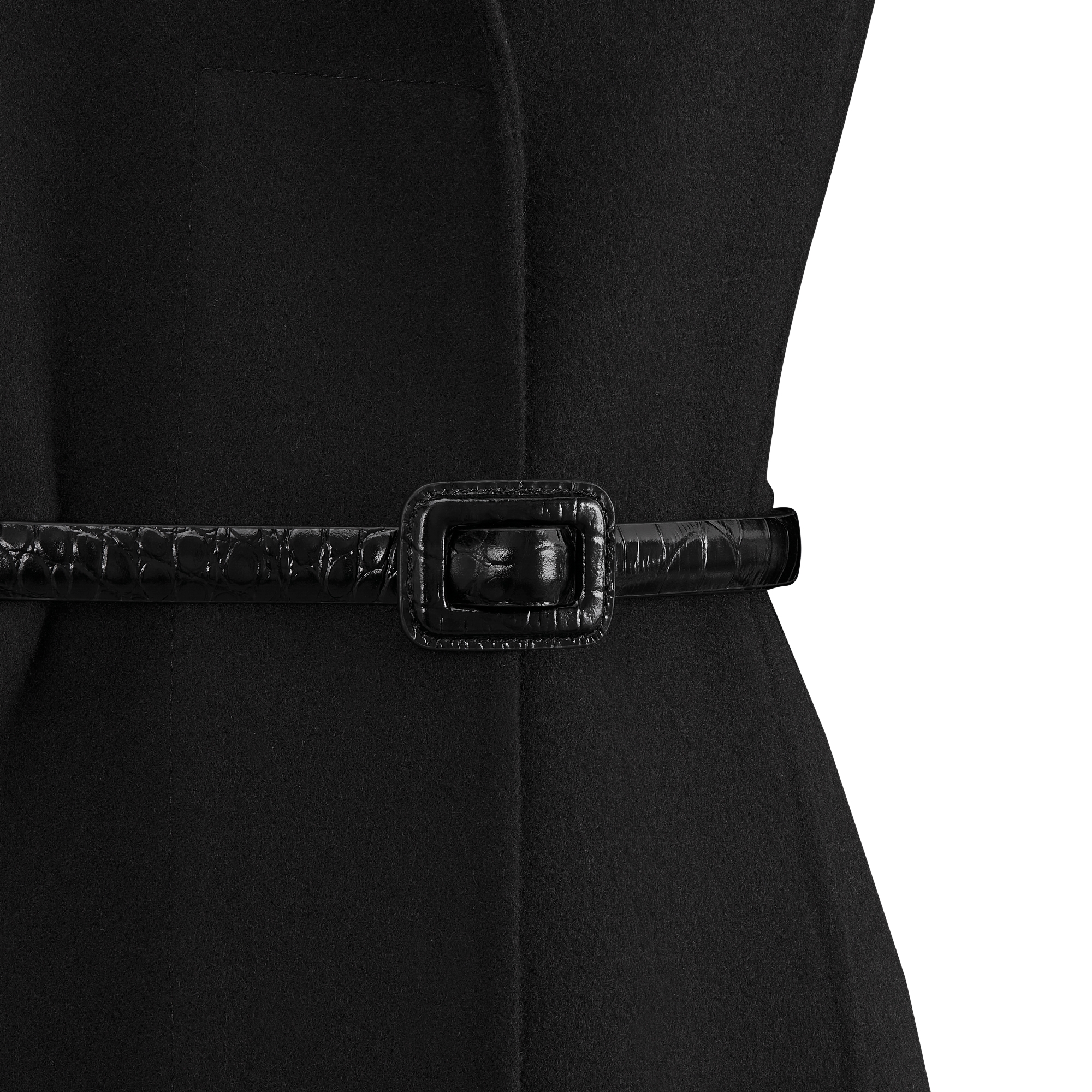 大衣（附腰带） 黑色双面绵羊毛和山羊绒混纺面料 E09