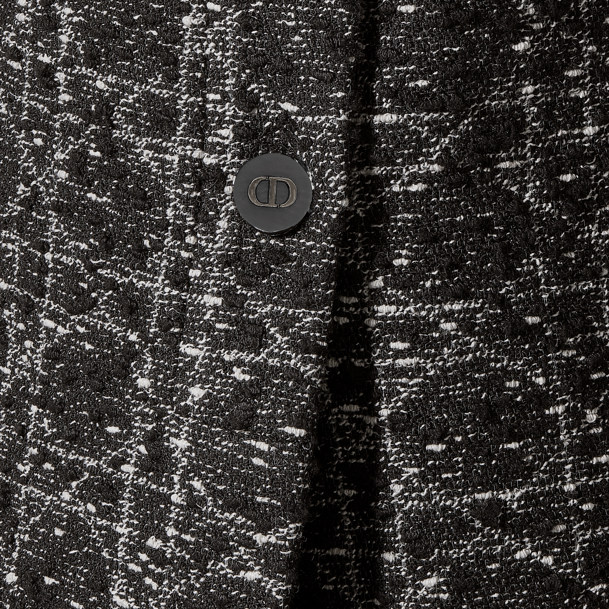 无袖束腰衬衫 黑色和白色棉质混纺粗花呢超大藤格纹 E09