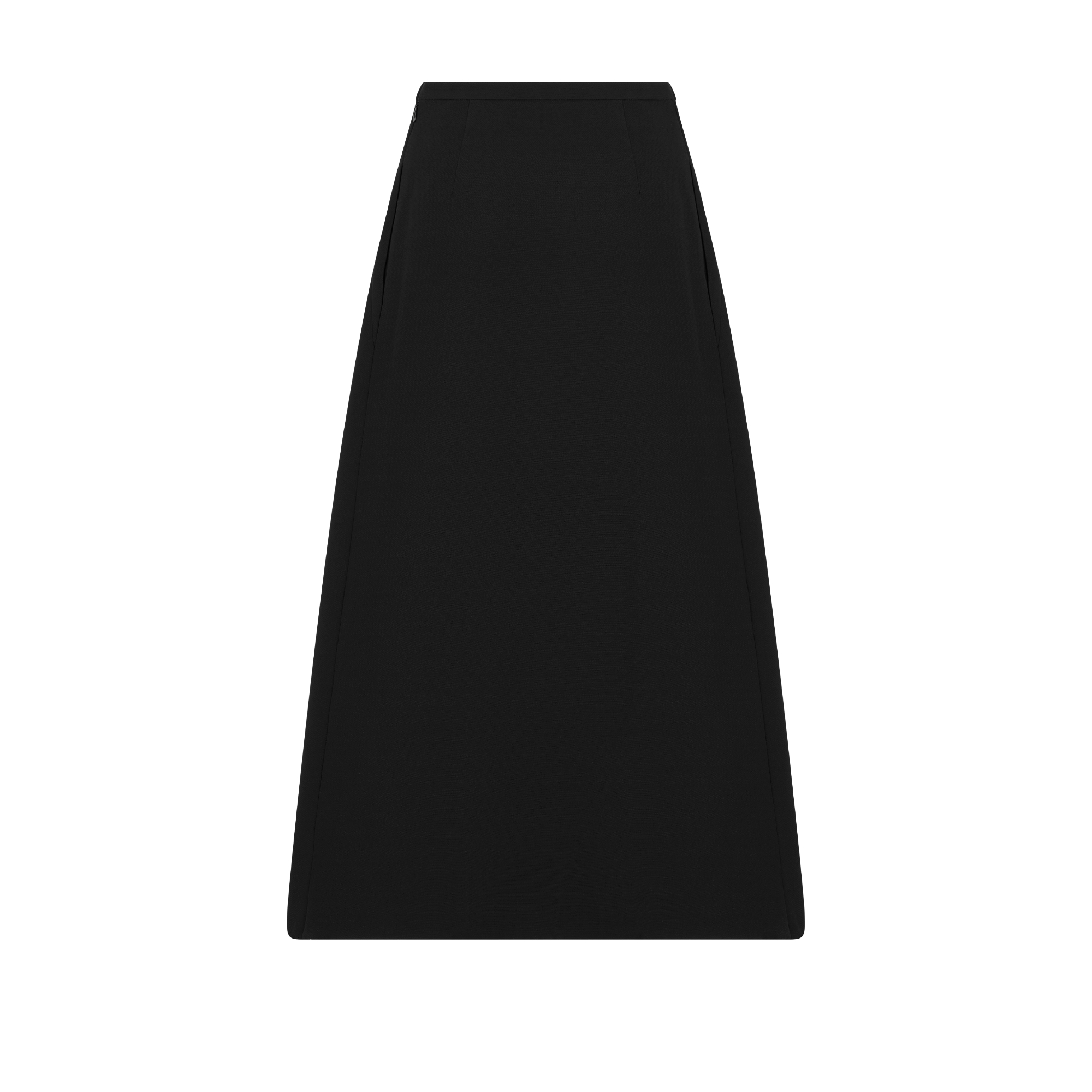 喇叭形半裙 黑色绵羊毛和桑蚕丝混纺面料 E08