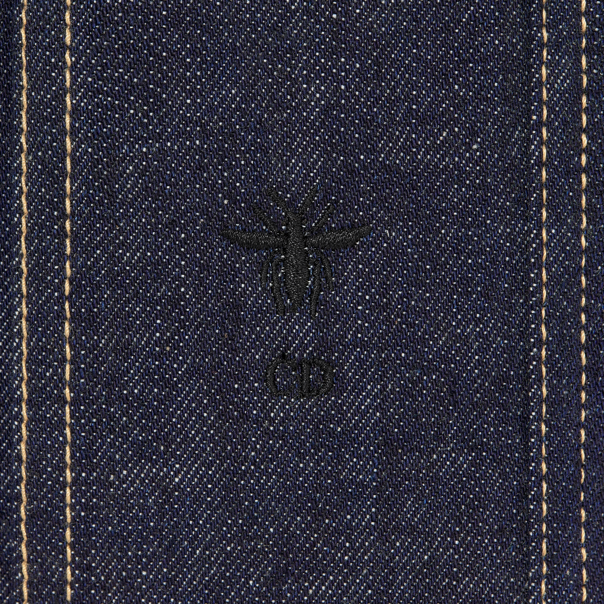 超大版型连帽夹克 蓝色棉质牛仔布内部 Oblique 印花 E09