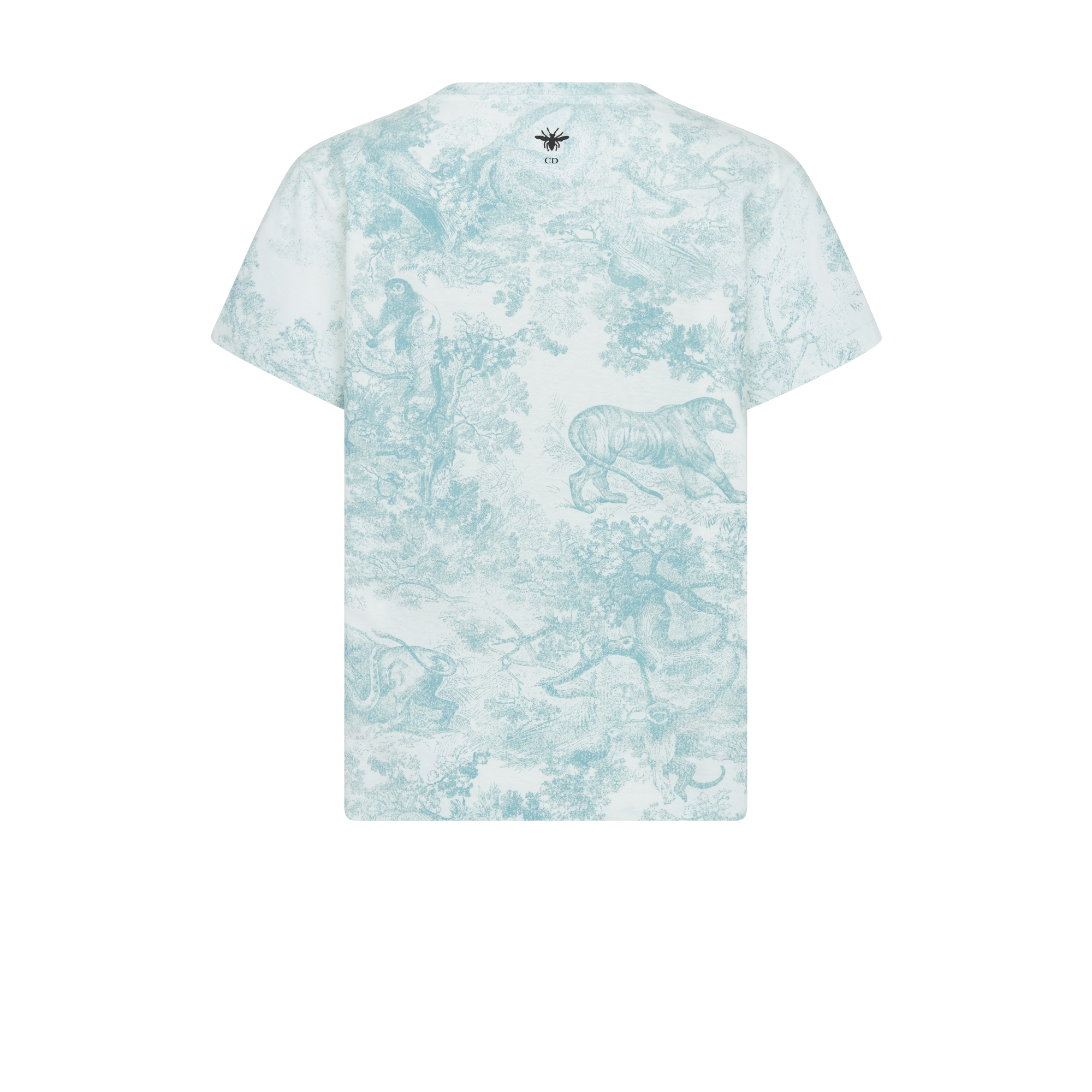 Dioriviera T 恤 白色棉质和亚麻混纺平纹针织面料铃兰绿色 Sauvage 茹伊印花 E08