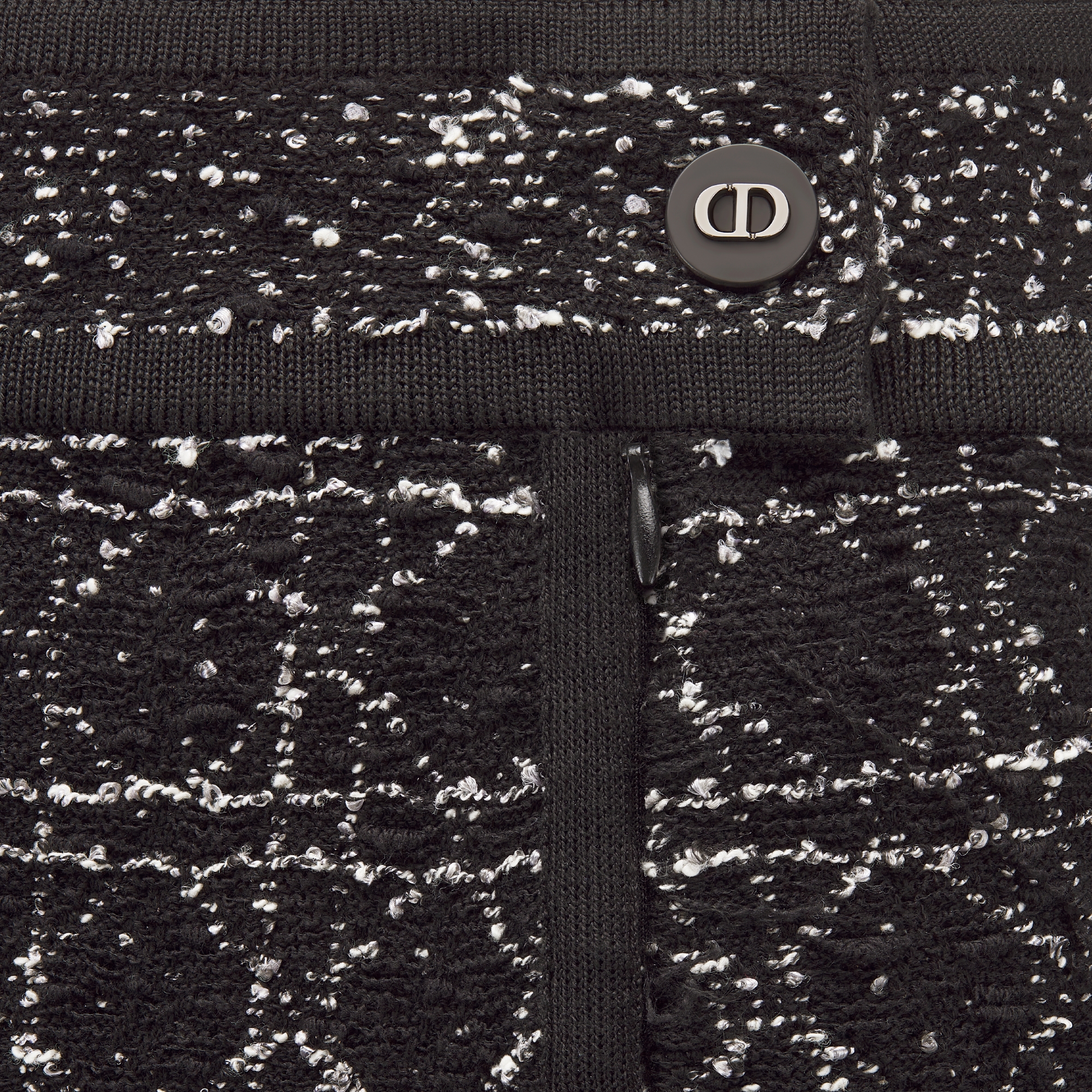 直筒半裙 黑色和白色棉质混纺粗花呢科技面料超大藤格纹 E09