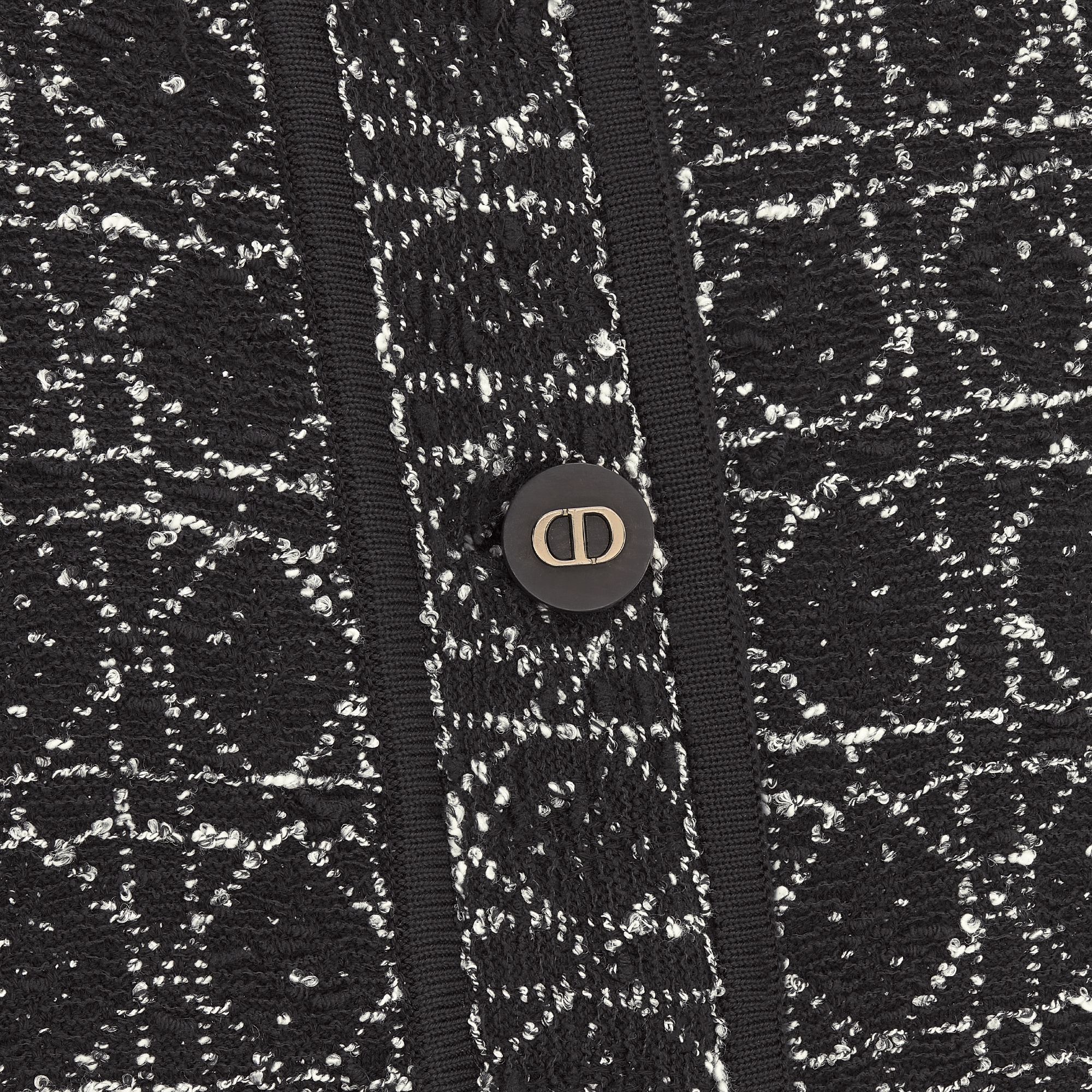 短袖外套 黑色和白色棉质混纺粗花呢超大藤格纹 E09