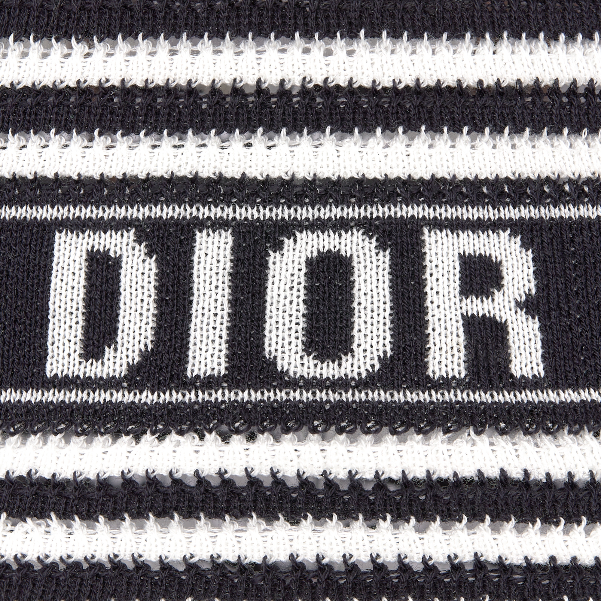 Dioriviera D-Tulipe 窄檐钟形女帽 海军蓝色和白色混纺针织面料 E09