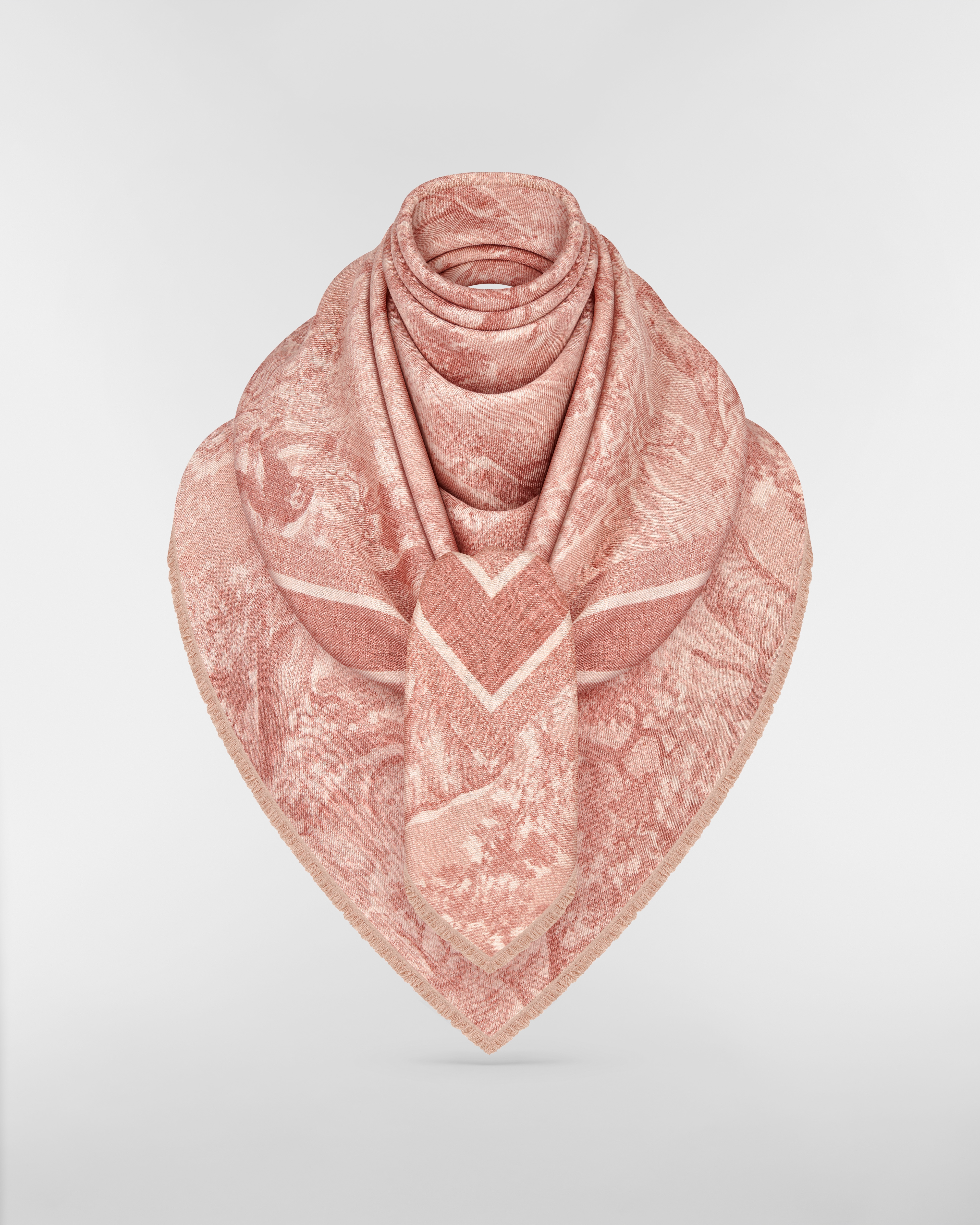 Dior 印花披肩 玫瑰粉色绵羊毛和桑蚕丝混纺面料 Sauvage 茹伊印花 E02