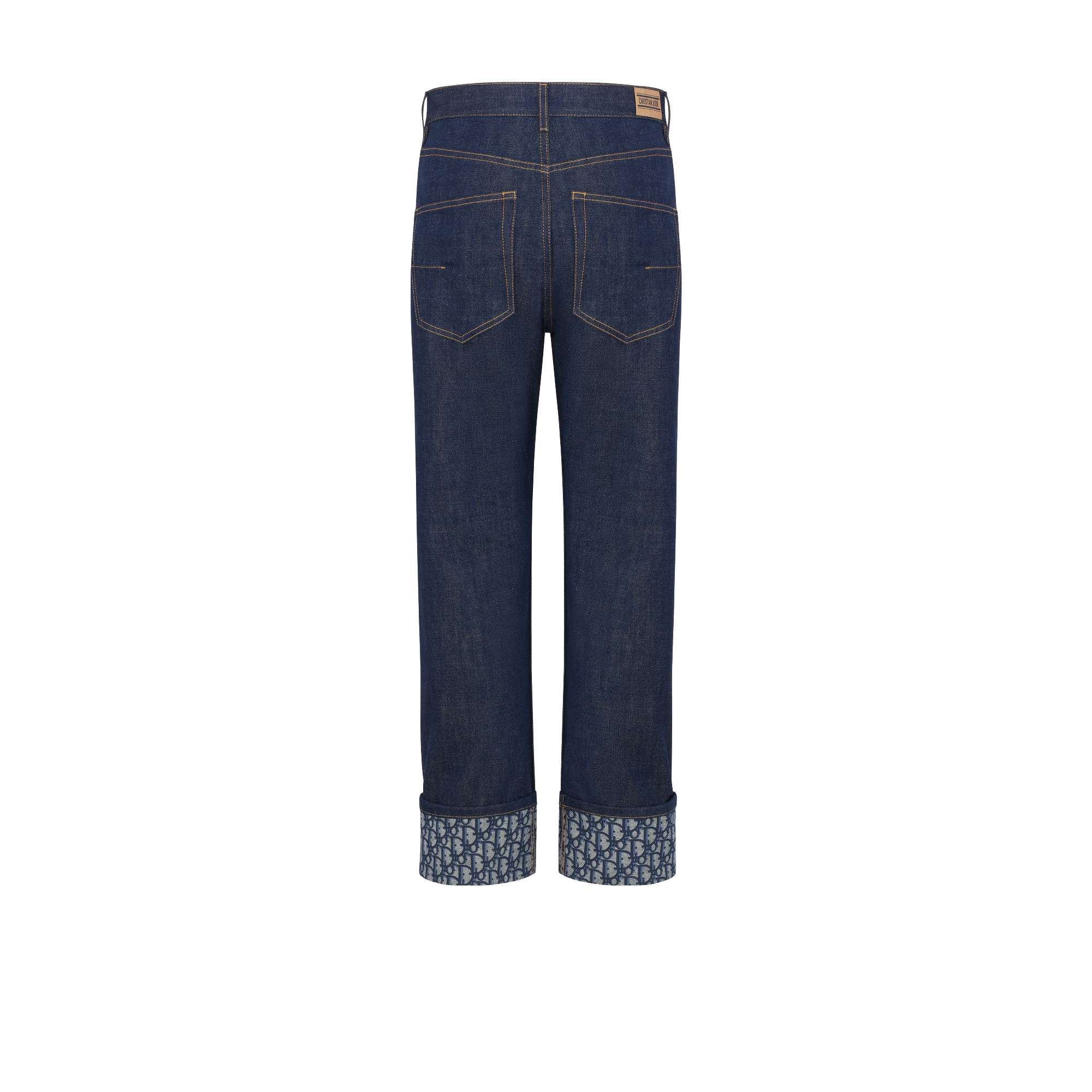 男友风牛仔裤 蓝色棉质牛仔布 Oblique 印花内部 E08