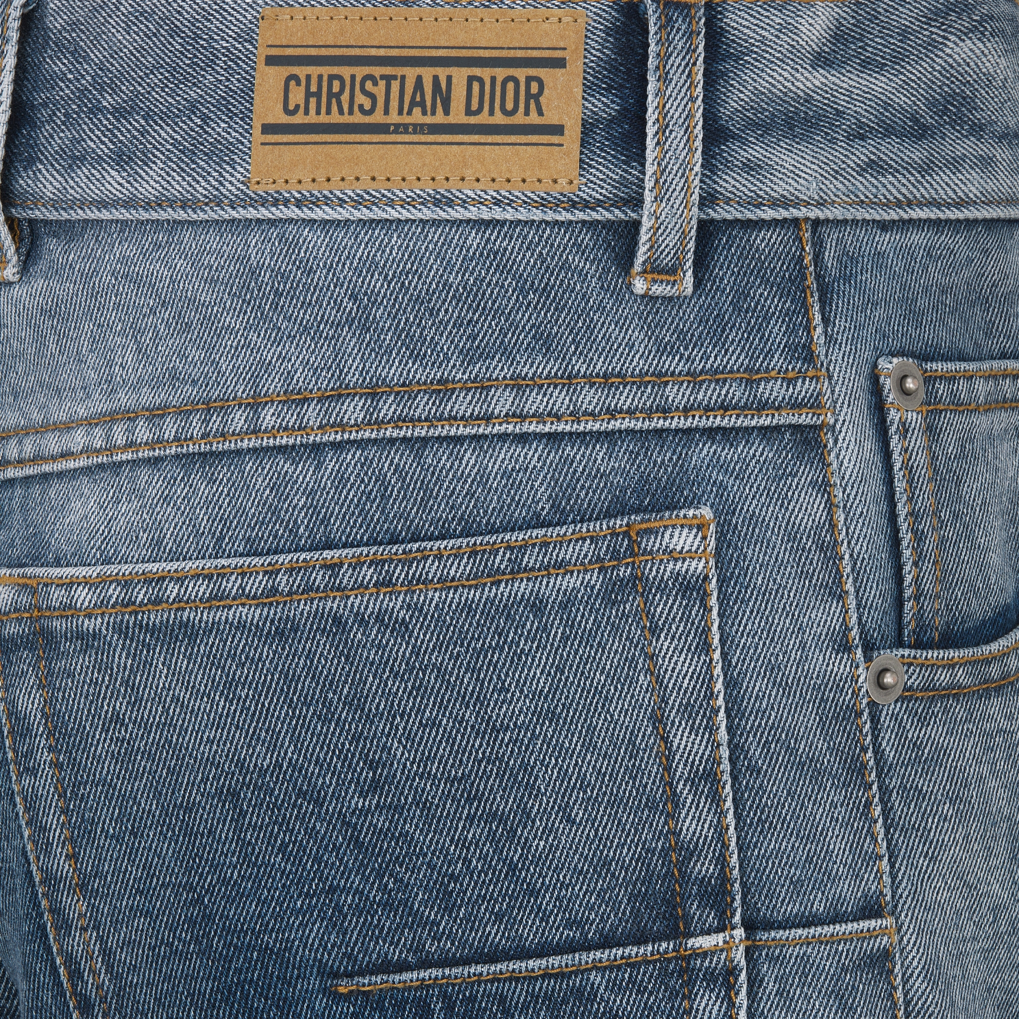 常规版型牛仔裤 蓝色石洗棉质牛仔布 Oblique 印花内部 E09