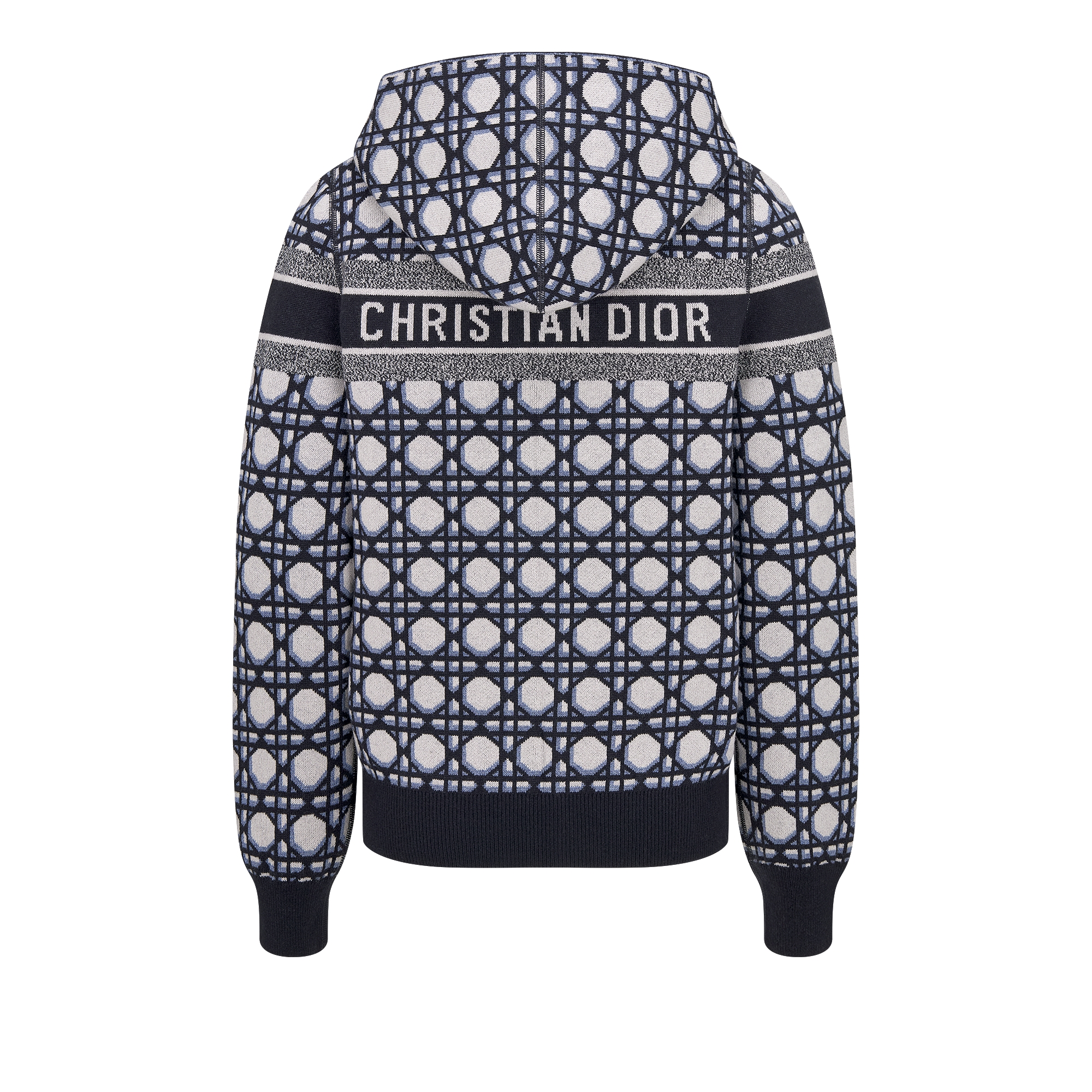 双面连帽拉链开衫 海军蓝色山羊绒混纺针织面料 E08