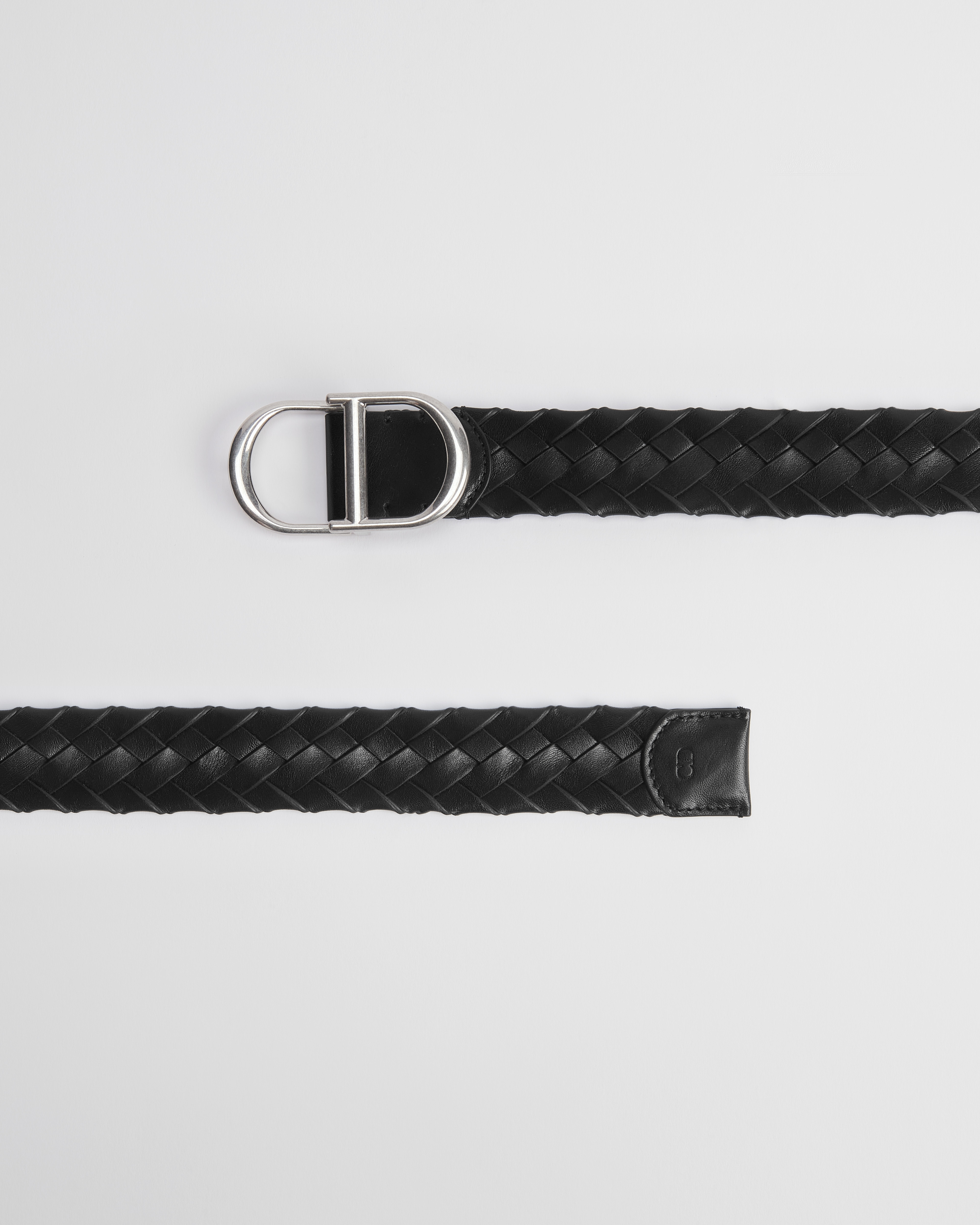 CD 腰带 35 毫米黑色编织柔软粒面牛皮革 E06