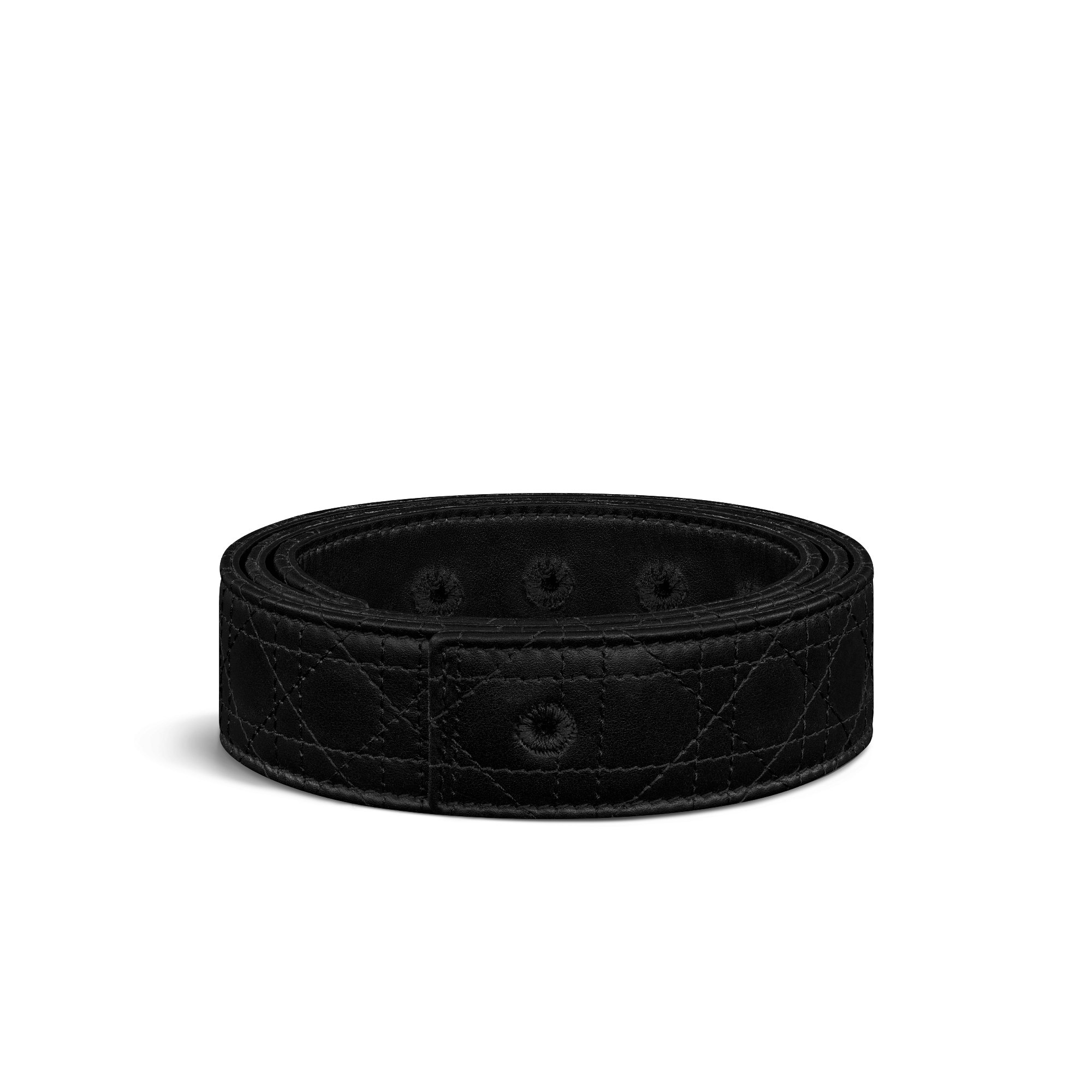 双面腰带 35 毫米黑色 Kumo 藤格纹皮革和黑色光滑牛皮革 E03