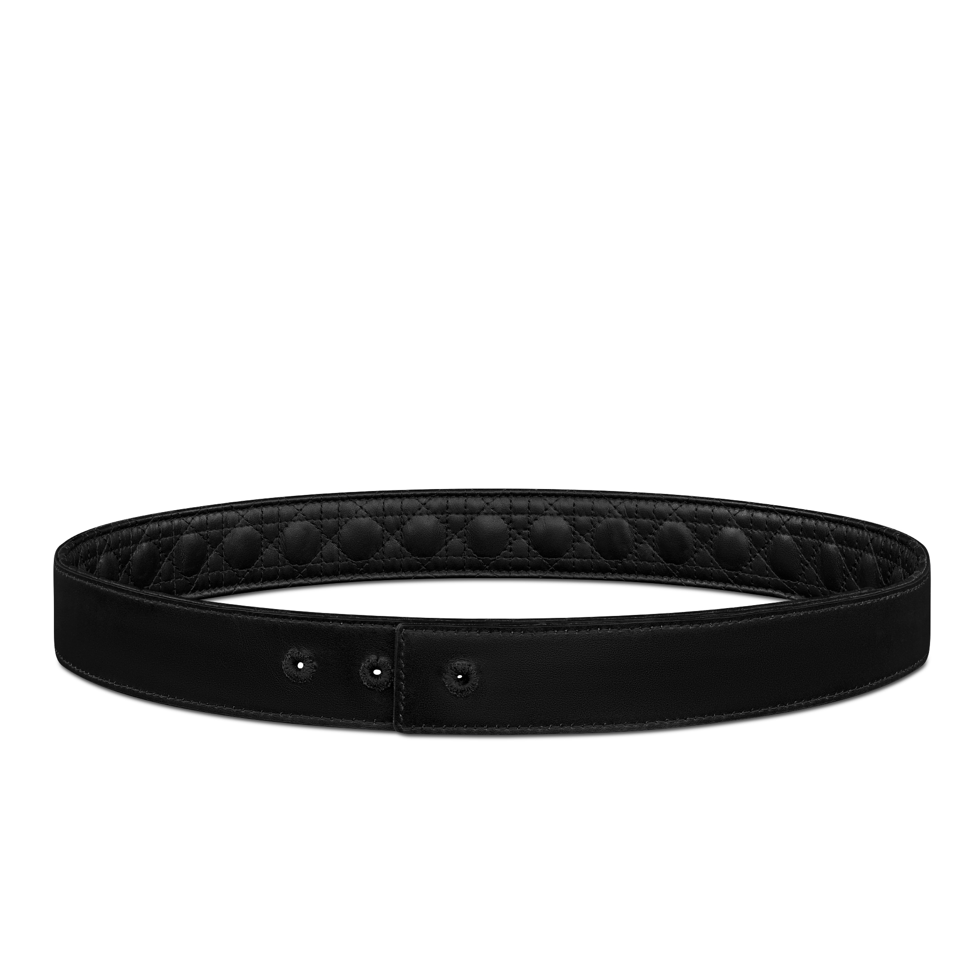 双面腰带 35 毫米黑色 Kumo 藤格纹皮革和黑色光滑牛皮革 E07