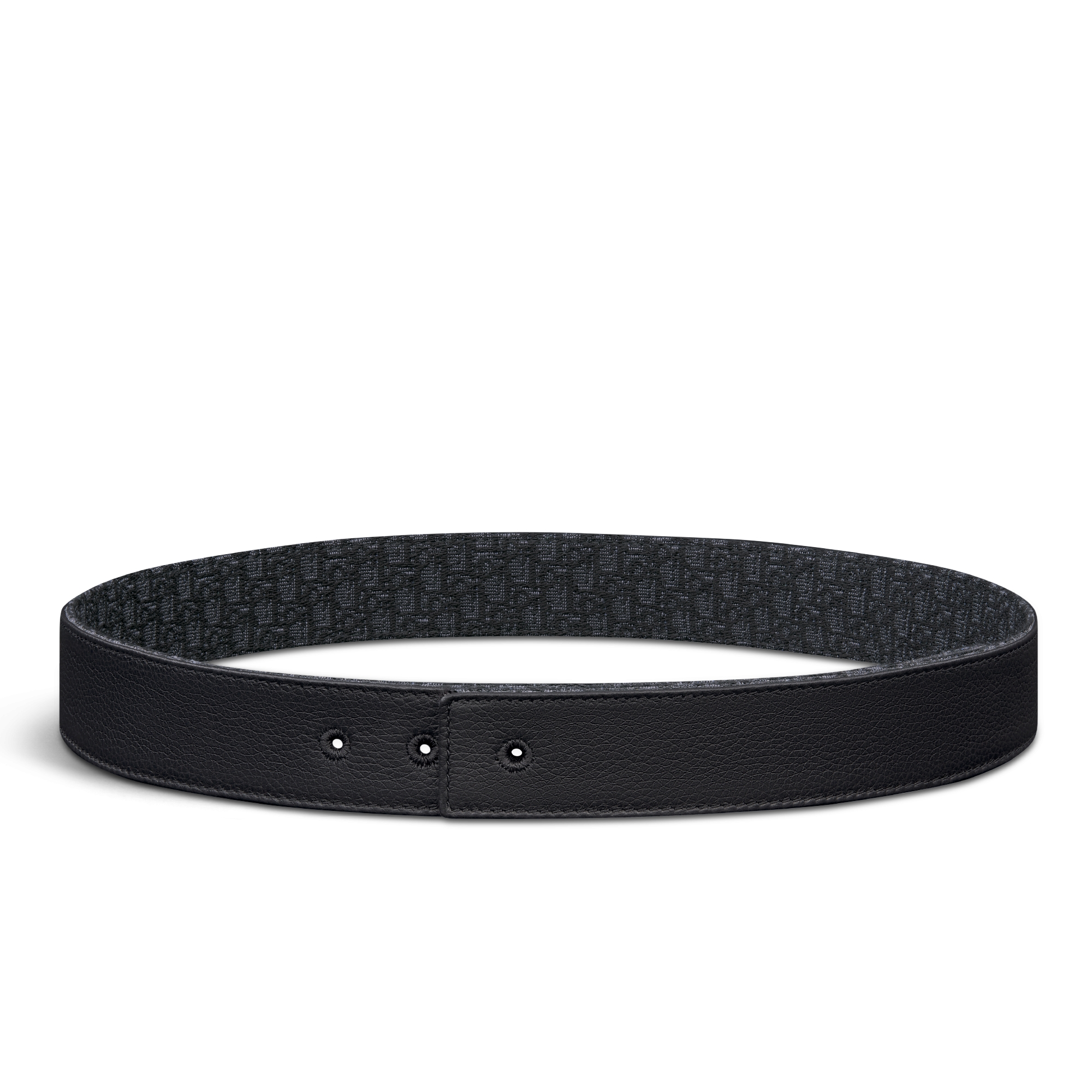 双面腰带 35 毫米黑色粒面牛皮革和黑色超迷你 Oblique 印花 E07