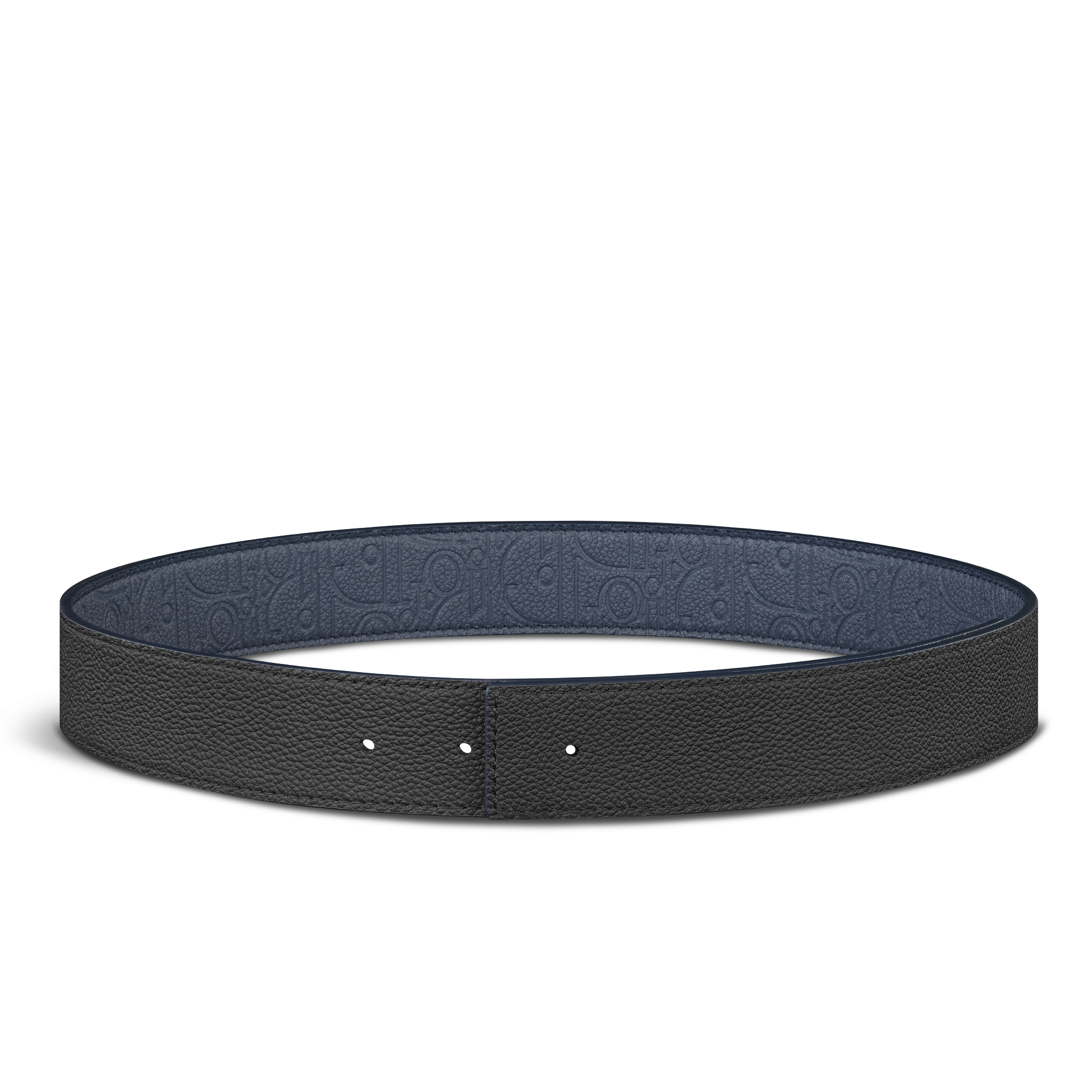 双面腰带 35 毫米海军蓝色 Dior Gravity 印花效果皮革和黑色粒面牛皮革 E07