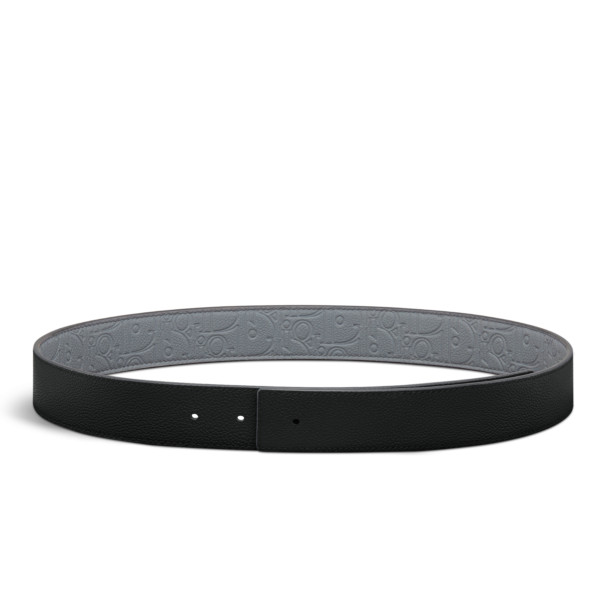 双面腰带 35 毫米深灰色 Dior Gravity 印花效果皮革和深灰色光滑牛皮革 E07