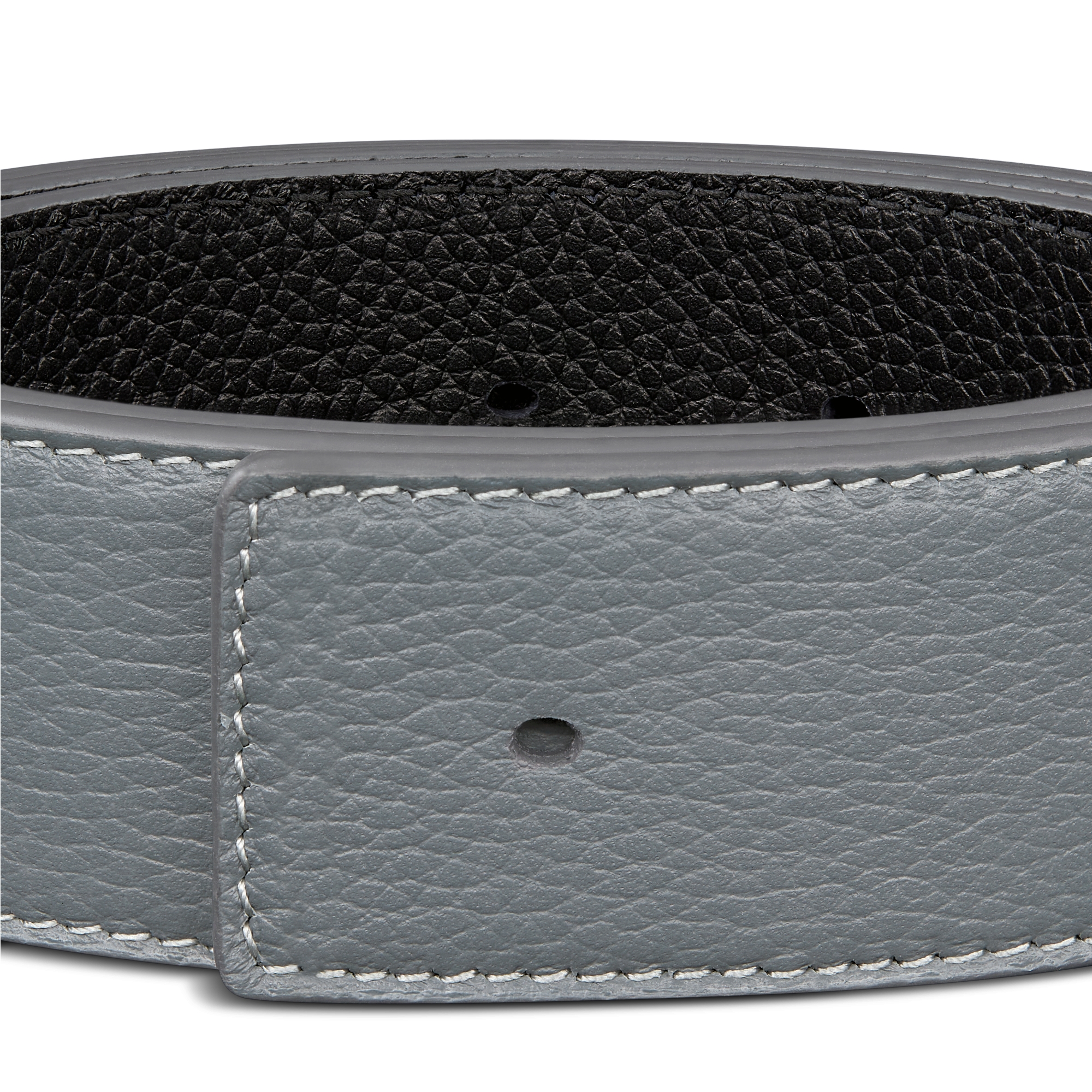 双面腰带 35 毫米深灰色粒面牛皮革和黑色粒面牛皮革 E09