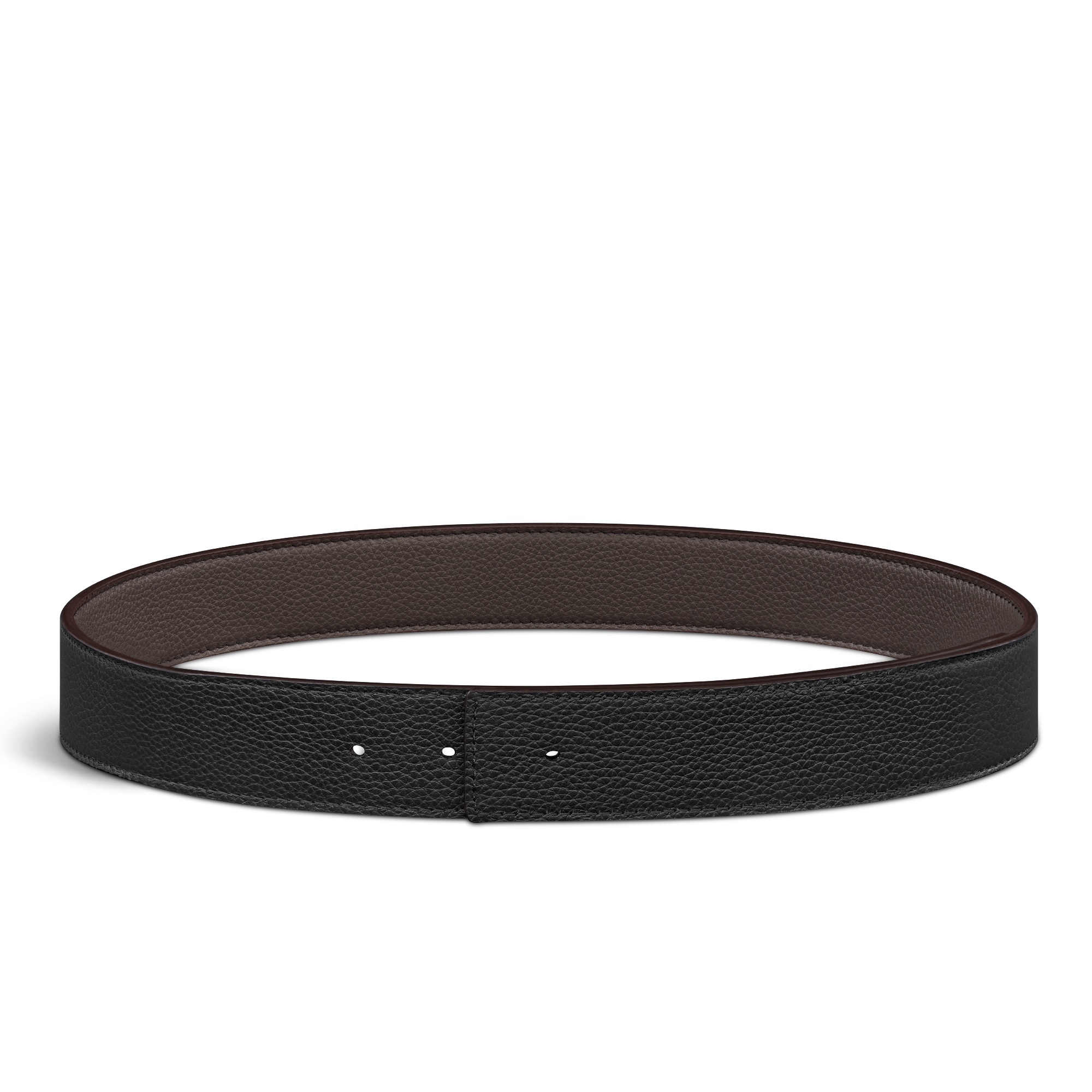 双面腰带 35 毫米棕色粒面牛皮革和黑色粒面牛皮革 E07