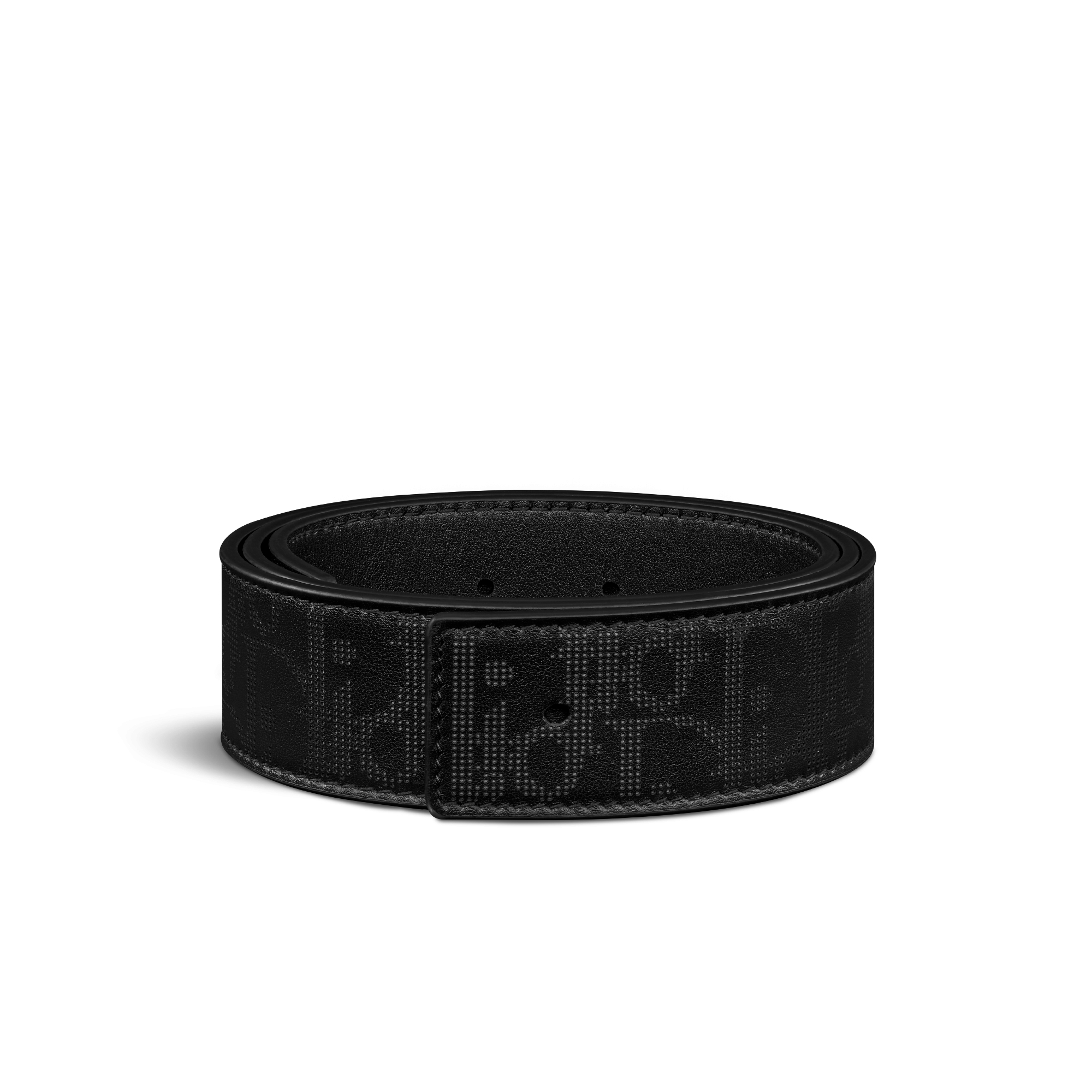 双面腰带 35 毫米黑色 Oblique Galaxy 印花效果皮革和黑色光滑牛皮革 E03