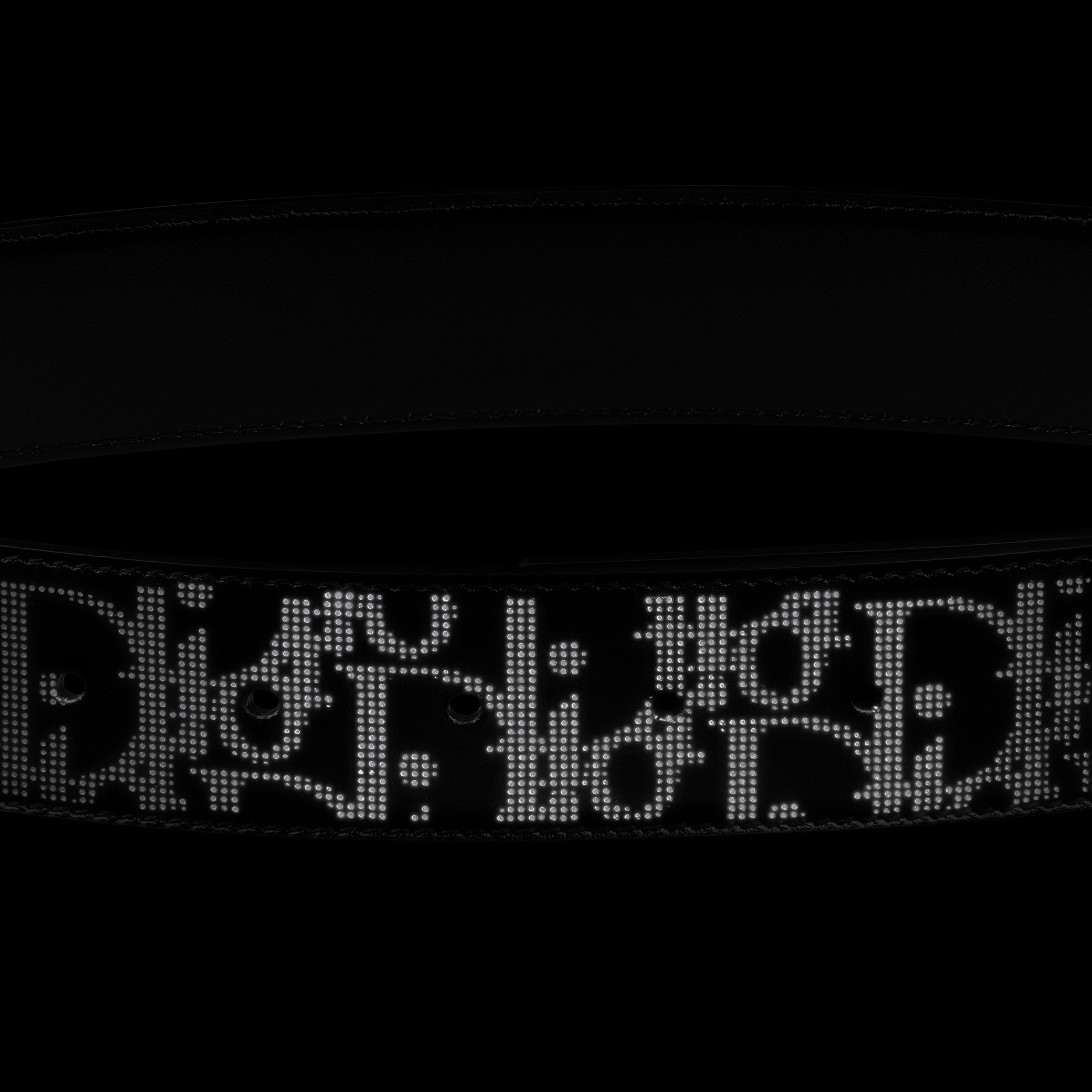 双面腰带 35 毫米黑色 Oblique Galaxy 印花效果皮革和黑色光滑牛皮革 E13