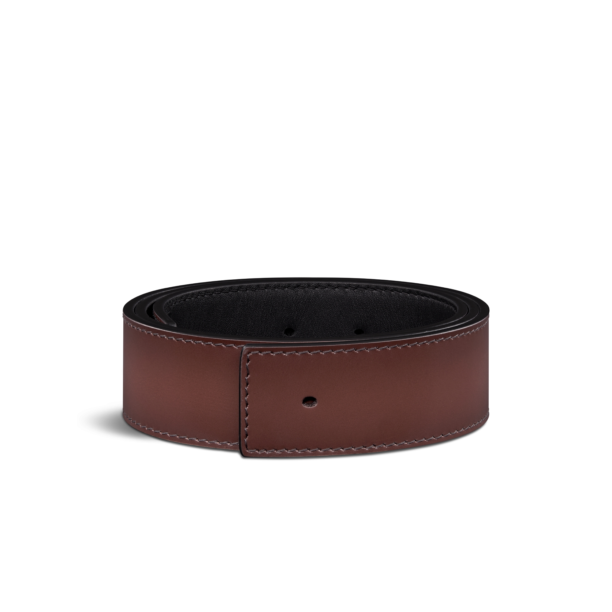 双面腰带 35 毫米棕色亮面牛皮革和黑色亮面牛皮革 E03