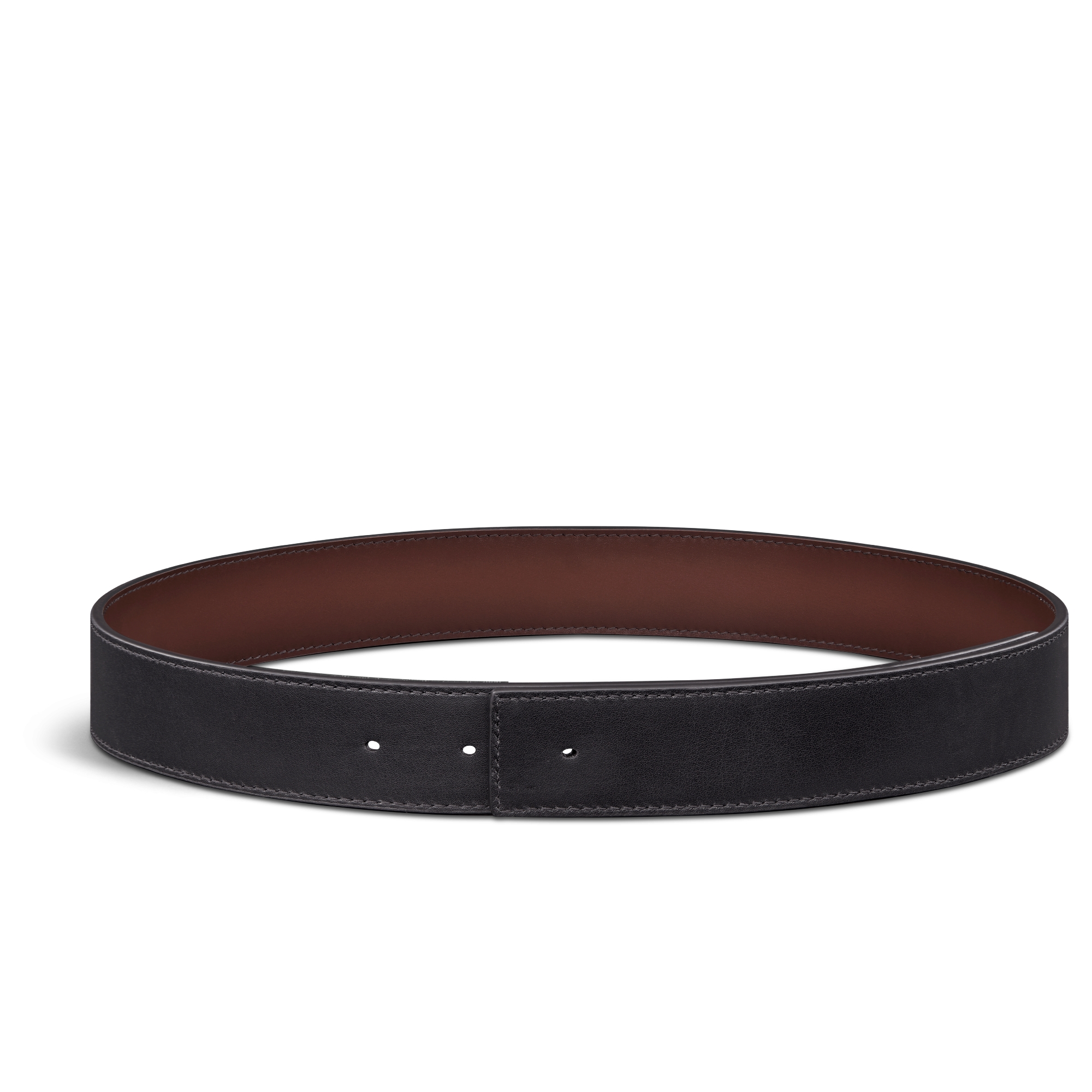 双面腰带 35 毫米棕色亮面牛皮革和黑色亮面牛皮革 E07
