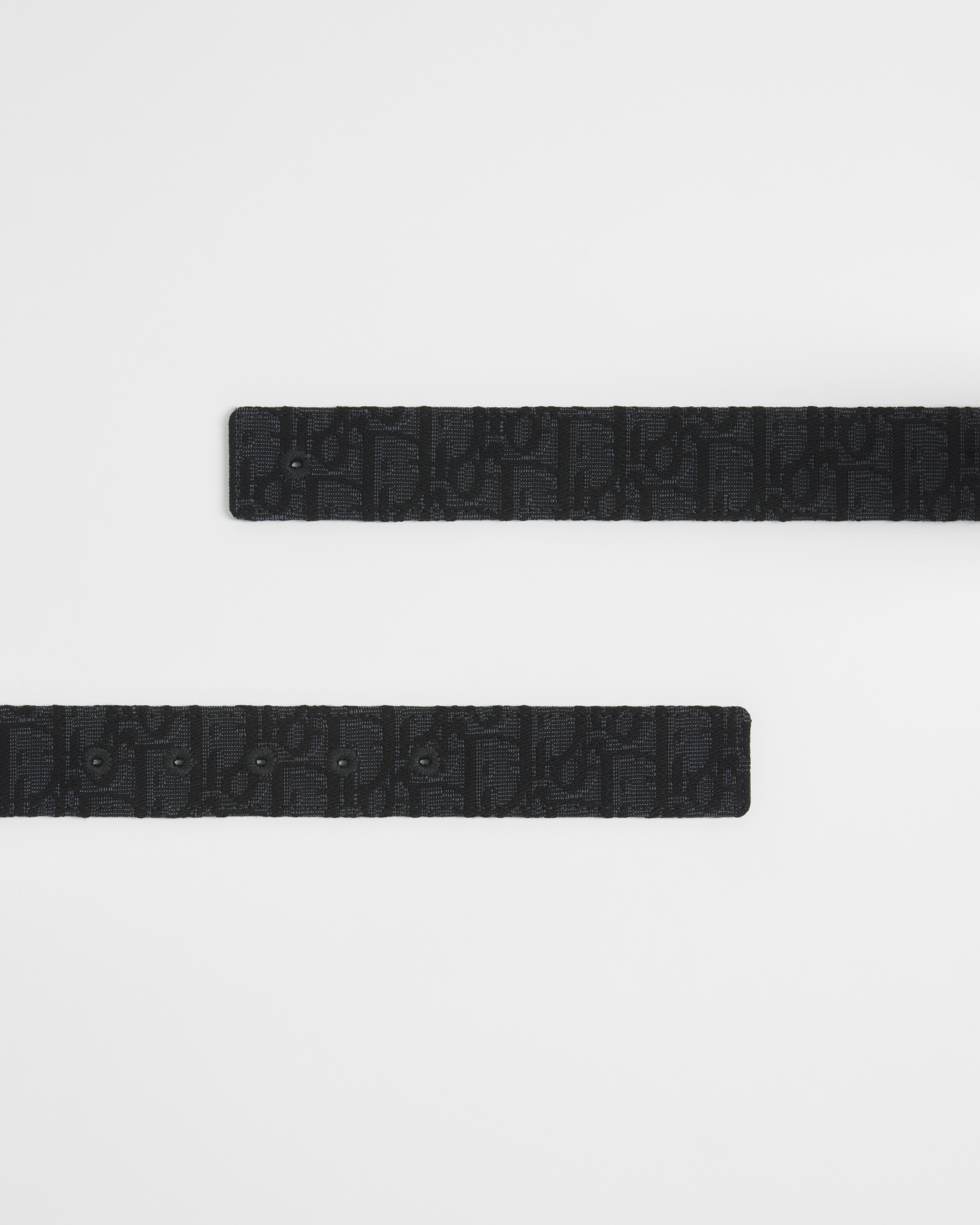 双面腰带 35 毫米黑色 Oblique 印花面料和黑色粒面牛皮革 E06