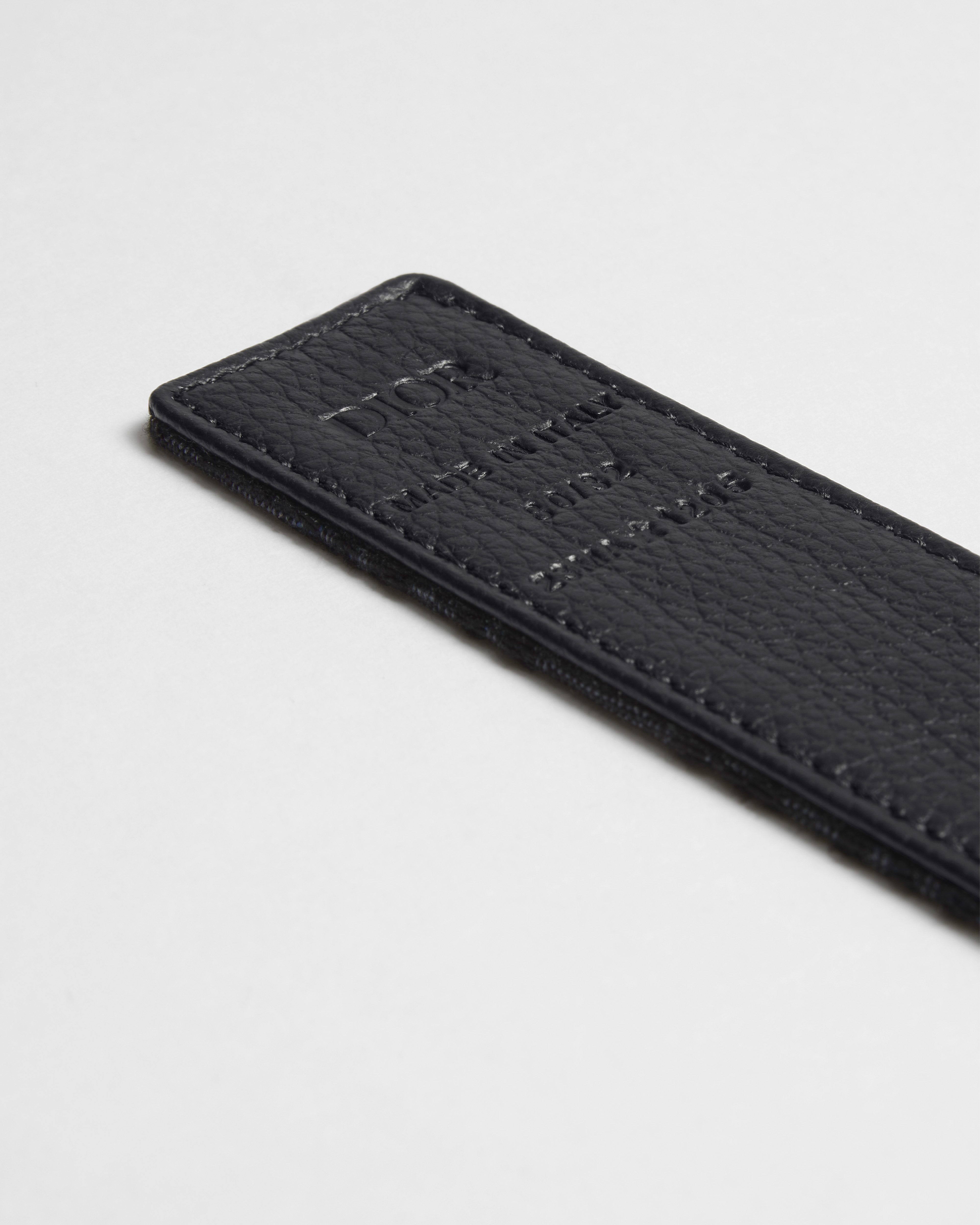 双面腰带 35 毫米黑色 Oblique 印花面料和黑色粒面牛皮革 E10